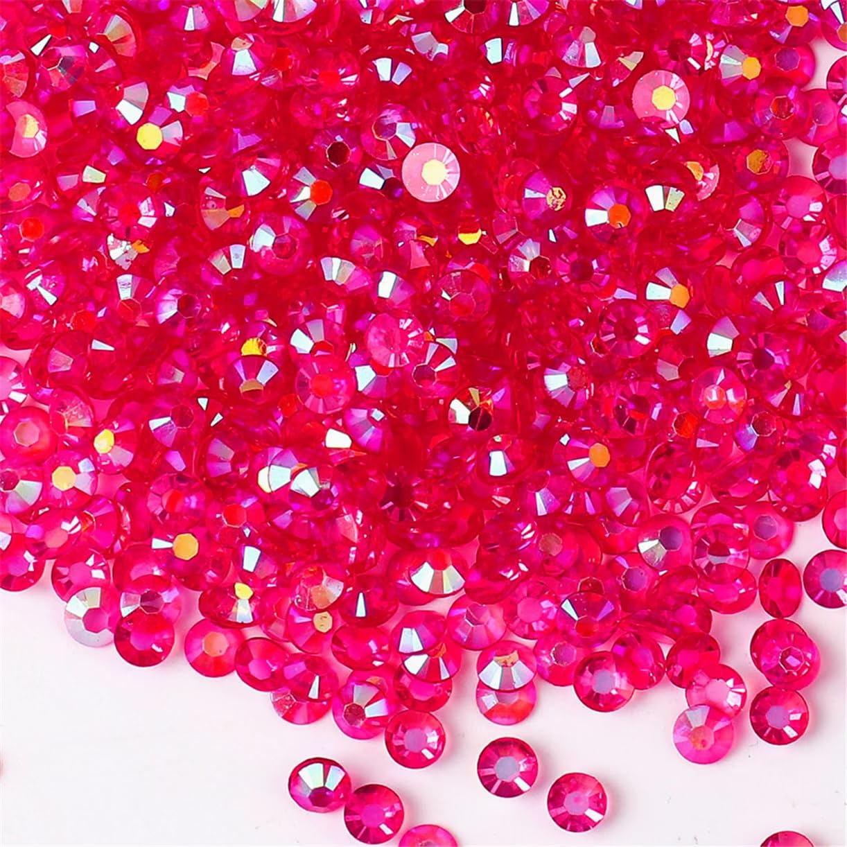 3000 Pieces SS12 3mm Flatback Rhinestones AB Clear Round Gems Crystals for Nail Art DIY Crafts Clothes Shoes Bags （Transparent Dark Rose Red AB）