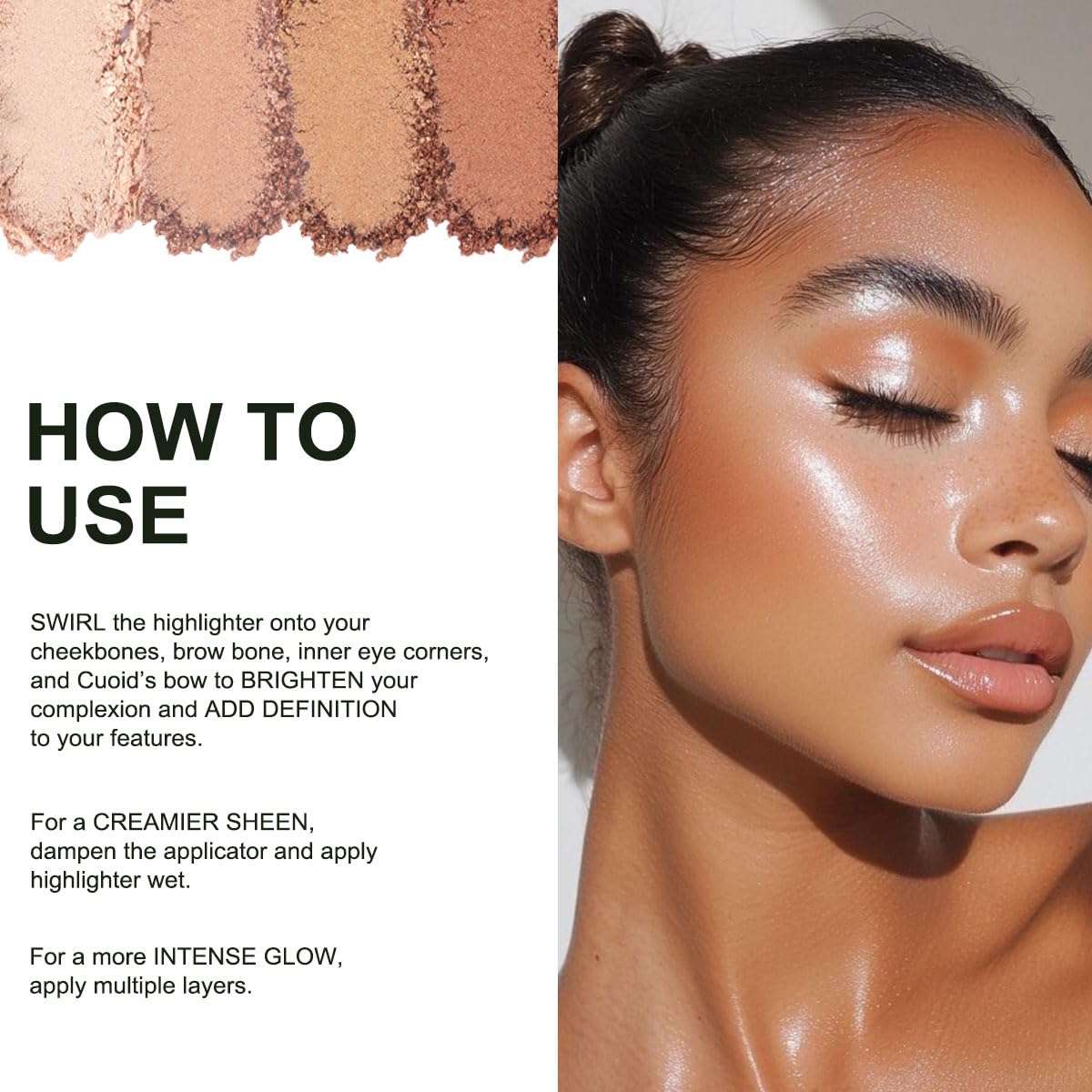 Baked Highlighter Contour Powder Sheer Pearl Shimmer Shades for Face Highlighter Makeup Brighten Up (302-Flashy)