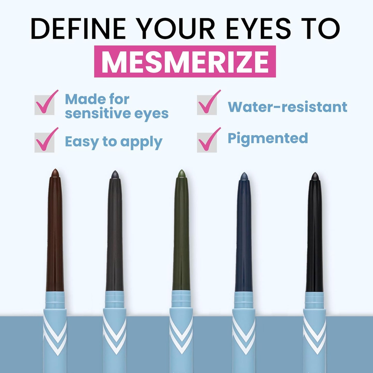 PrimeEyes Glide Eyeliner for Mature Women – Water-Resistant, Long-Stay and Mess-Proof – Gel Cream Texture, Discreet Sharpener and Effective Smudger (Sapphire (blue))
