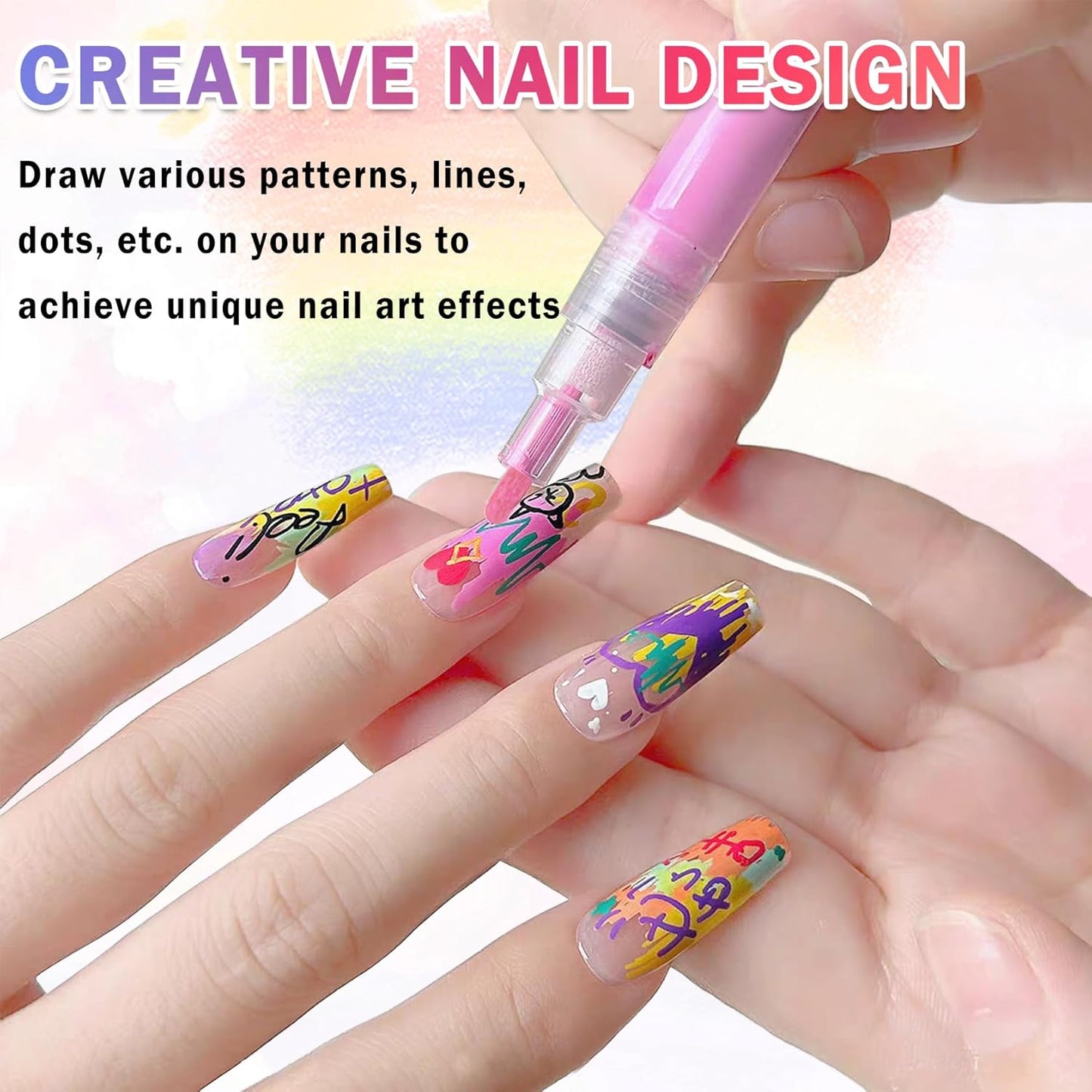 12 Colors Nail Art Pens Set Nail Polish Pens Nail Art Drawing Pen Quick Dry Waterproof Nail Art Painting Pens kit for Home DIY Nail Art Design