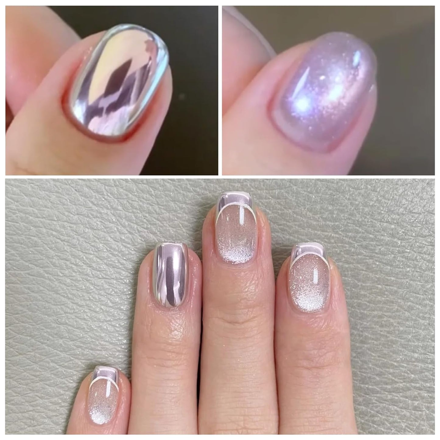 Born Pretty Purple Chrome Nail Powder Super Glossy Mirror Effect Metallic Nail Powder Cat Magnetic Eye Nail Powder Nail Glitter Manicure Pigments for Nail Art Design