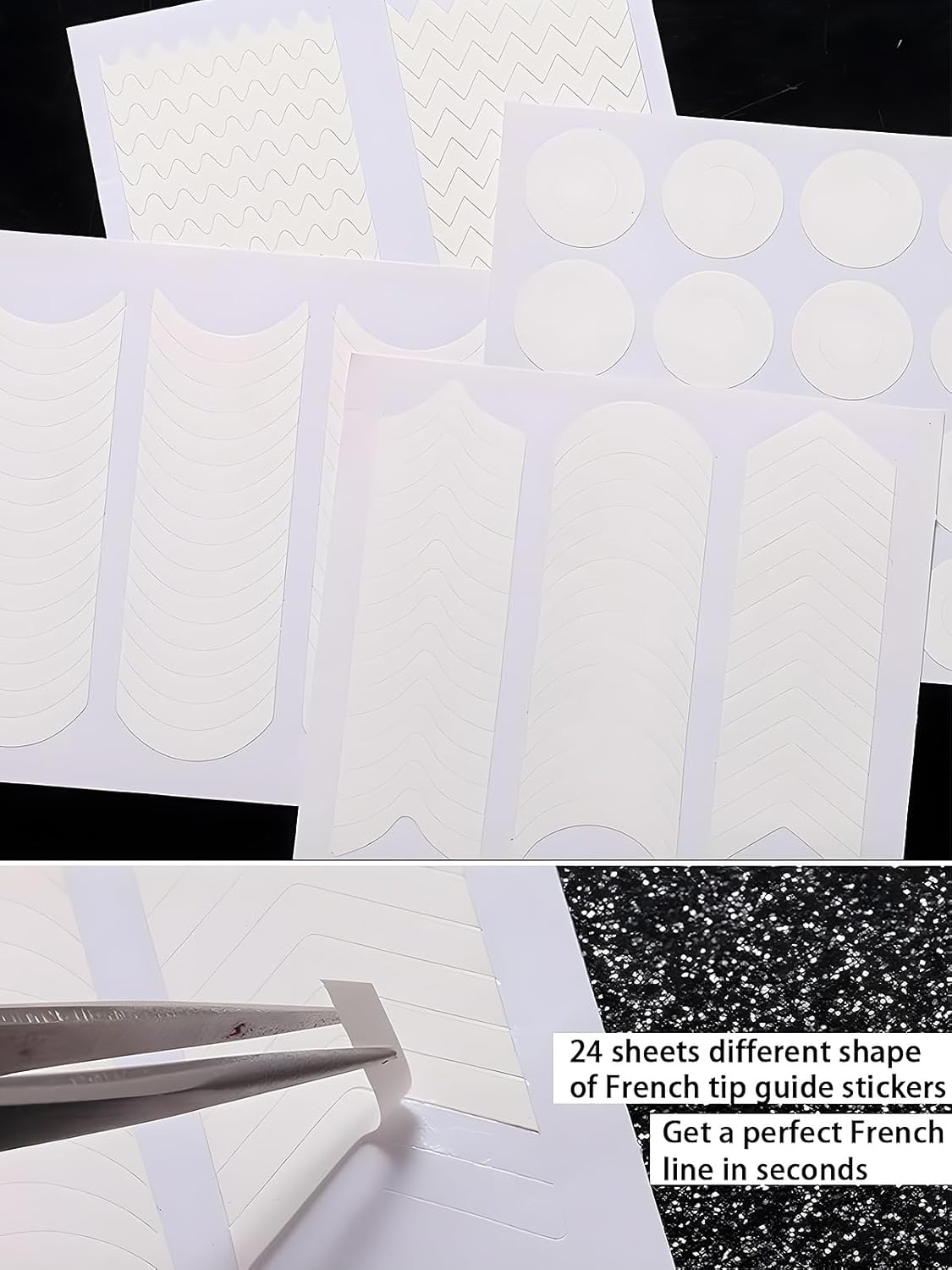 French Tip Nail Stamp Kit – Complete French Nail Art Set with Nail Guide Stickers, Nail Art Brush and Dual Head Silicone Stamper | Perfect for DIY Nail Designs