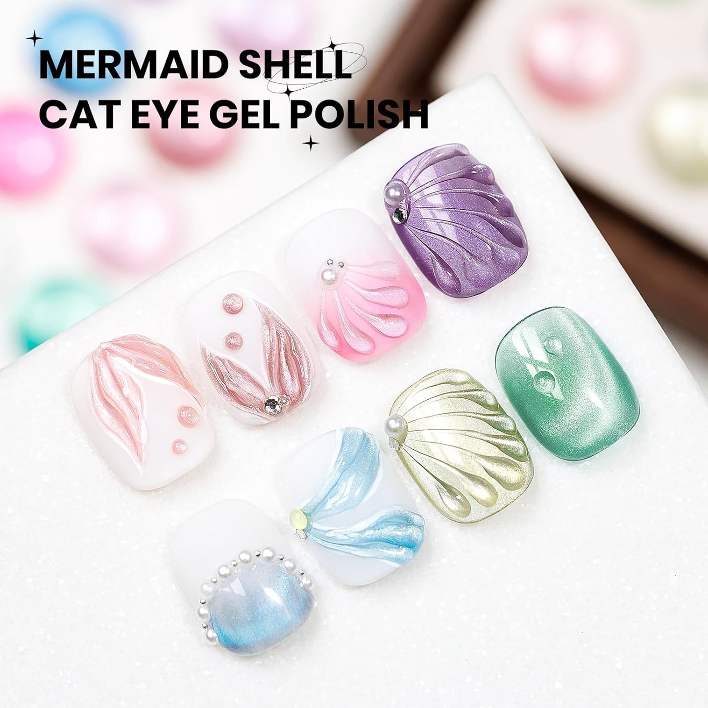 Aurora Magnetic Cat Eye Gel Nail Polish 12 Colors Mermaid Shimmer Glitter Cateye Gel Polish Spring Summer Colors Cat Eye Manicure Gift Soak Off Lamp Salon DIY at Home