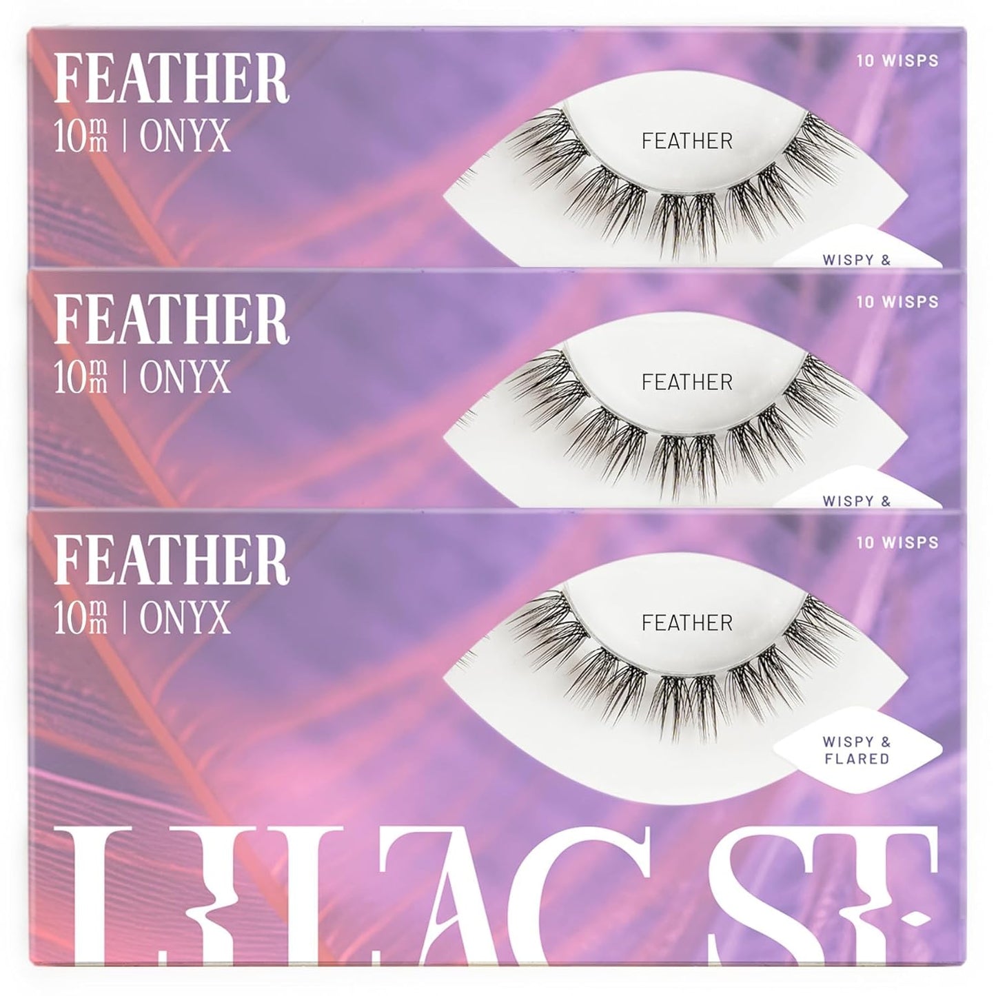 Lilac St - Feather Natural Faux Eyelash Clusters (10mm, 3 Pack) - Cat Eye Look - DIY Lash Extension Wisps - Lightweight & Lifelike - Lasts 10 Days - Cruelty Free, Vegan, Women Founded - 30 Lashes