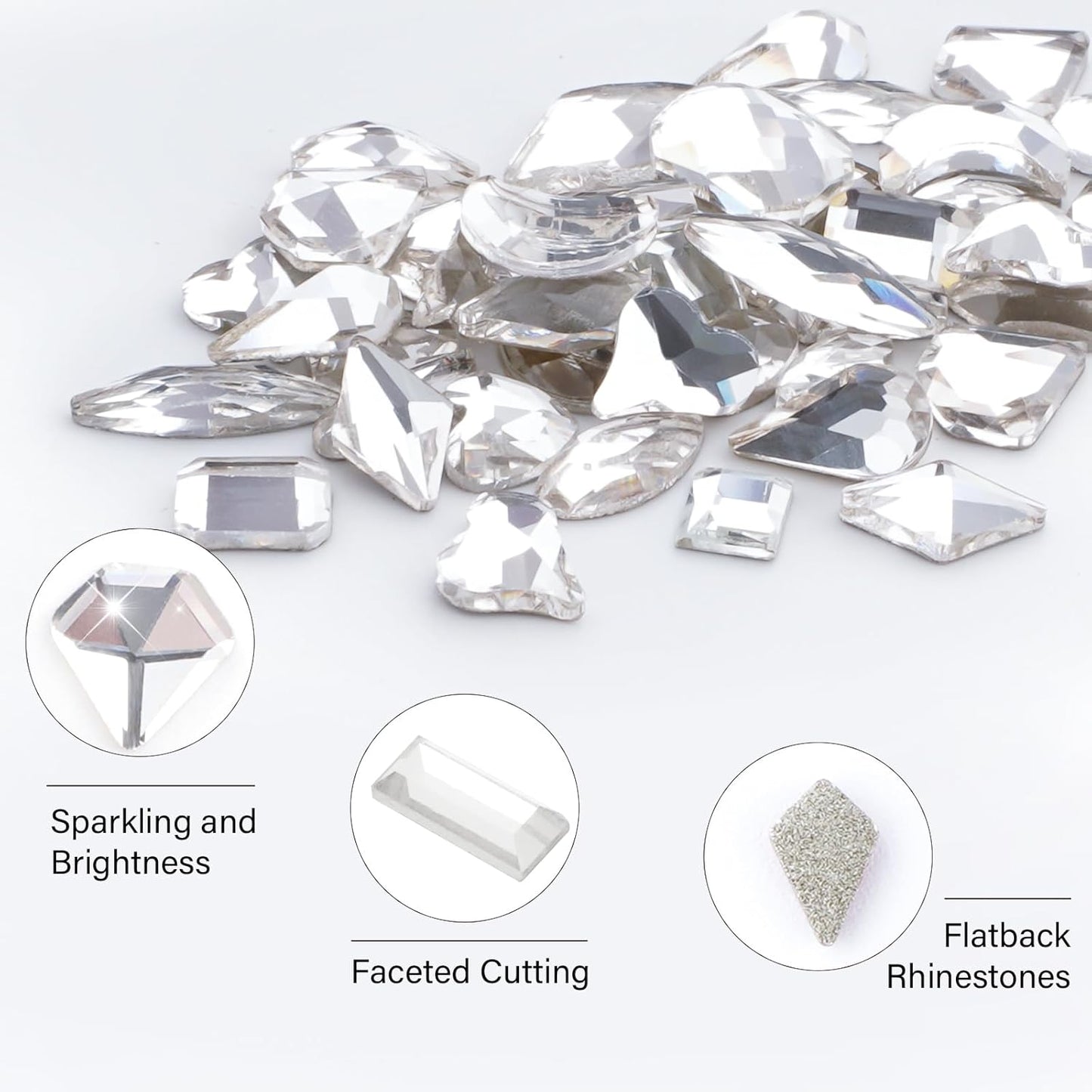 Canvalite 2900Pcs Clear Rhinestones for Nails, 18 Styles Multi Shape Nail Charms and Gems Shiny Glass Crystal Flatback Nail Rhinestones Set for Nail Art with Rhinestone Picker and Tweezers