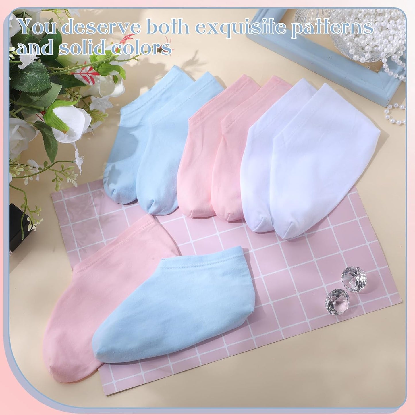 12 Pairs Moisturizing Socks Overnight for Dry Feet Cotton Spa Lotion Cotton Moisture Enhancing Cosmetic Moisturizing Socks for Women Men Foot Care Dry Cracked Feet (Bright,Mix Color)