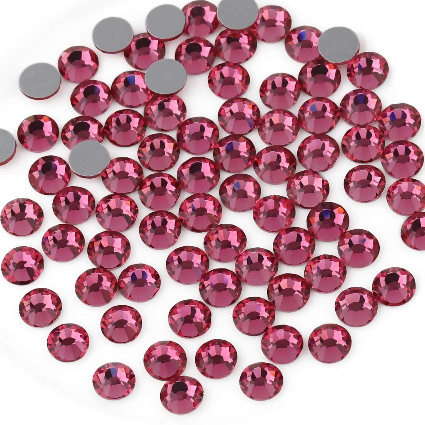 beadsland Flat Back Crystal Rhinestones Round Gems for Nail Art and Craft Glue Fix,Rose (1.9-2.0mm) SS6/1440pcs