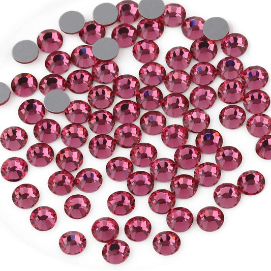 beadsland Flat Back Crystal Rhinestones Round Gems for Nail Art and Craft Glue Fix,Rose (1.9-2.0mm) SS6/1440pcs