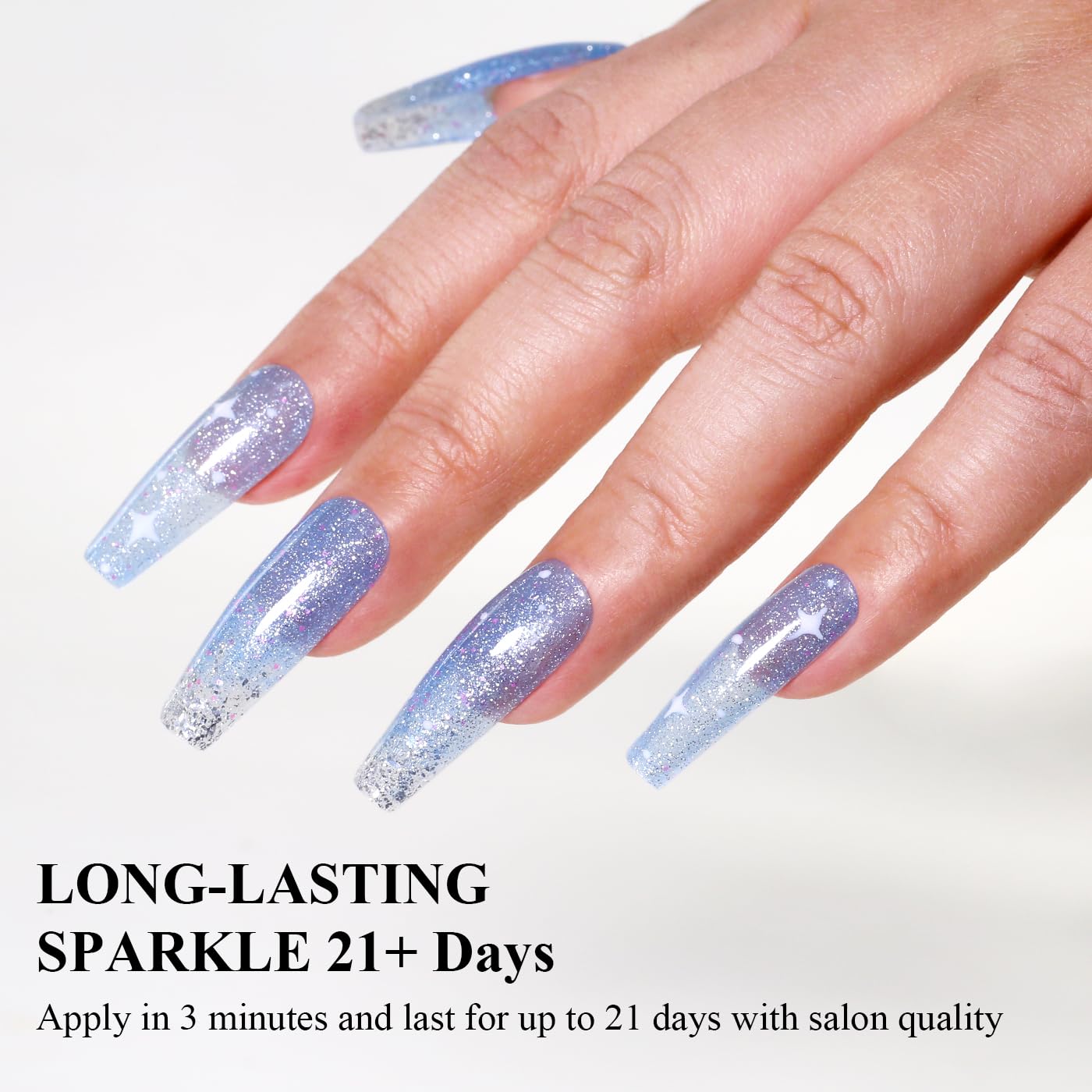 Imtiti Glitter Gel Nail Polish, Light Blue Iridescent Glitter Gel Polish Diamond Shimmer Sparkle Soak Off UV LED Nail Gel Polish Autumn Winter Gel Polish Manicure Gel Nail Kit 10ML