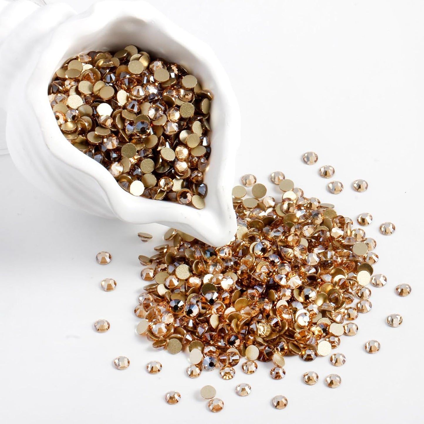 2000 PCS SS12 Flatback Rhinestones,12-Facet Diamond-Cut Glass Gems for Nail Art,Clothing,DIY Crafts,Glue-On Decoration Stones with Silver Backing,Golden Shadow