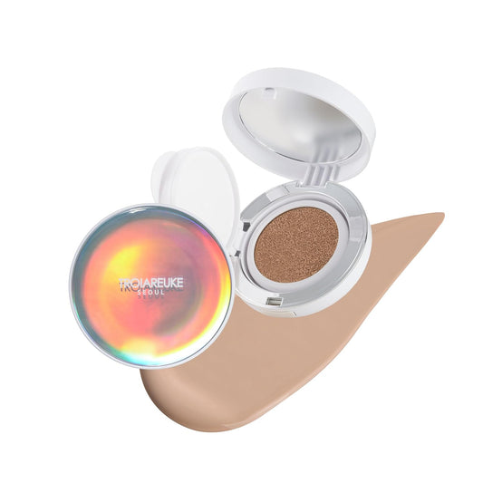 TROIAREUKE Seoul "Bridal" Cushion Foundation(#21, Pink Beige), Korean Cushion Foundation, K-Beauty, Hydrating, Long-lasting, Lightweight, Natural Finish, Anti-Aging, Moisture, Whitening, SPF 50+