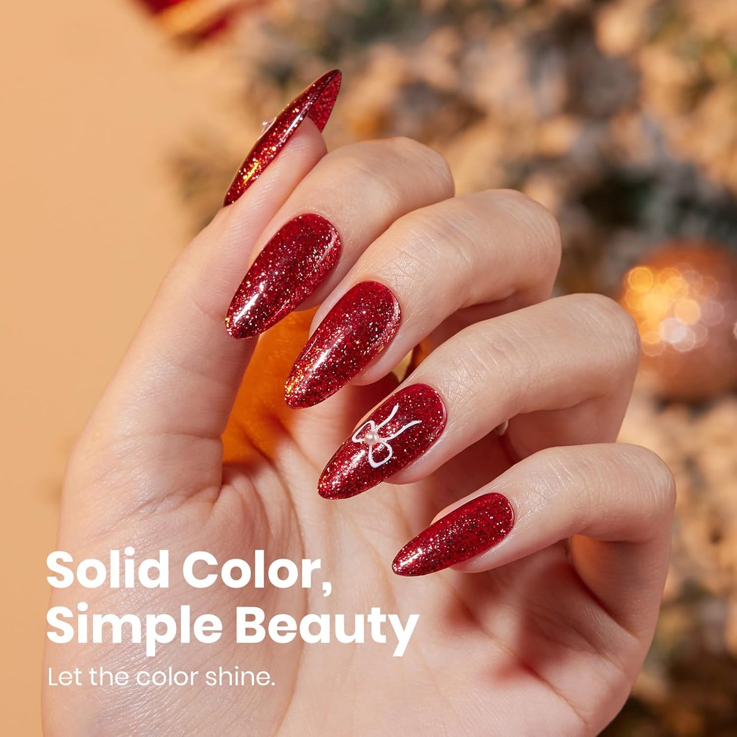 Beetles Christmas Gel Nail Polish – Red Reign Glitter Gel Polish, 15ml Soak Off UV LED Sparkling Holiday Nail Color, Long Lasting Glossy Manicure for Christmas Nail Art and DIY