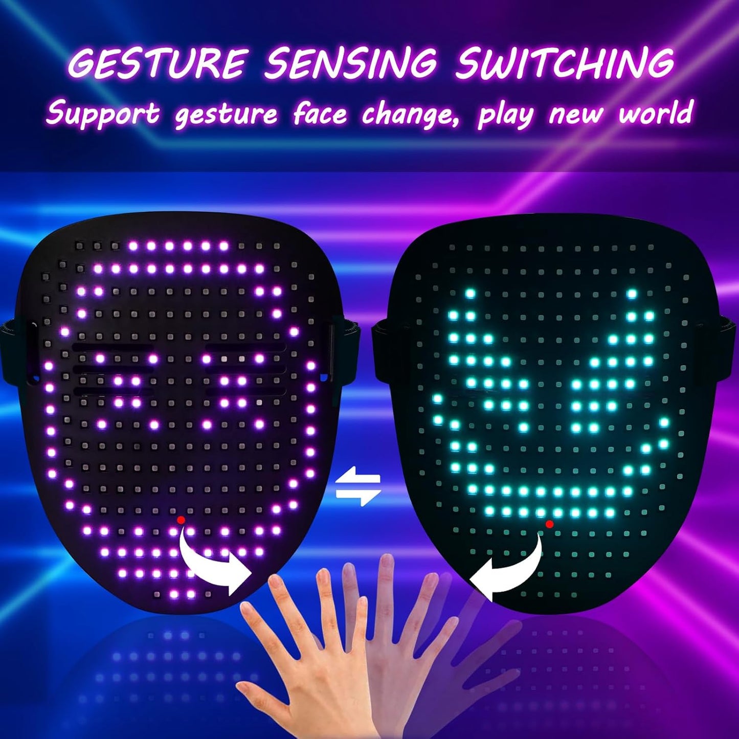 Halloween LED Mask, Light Up Masks Halloween Costume Cosplay Party Birthday Gifts for Teen Boys Girls