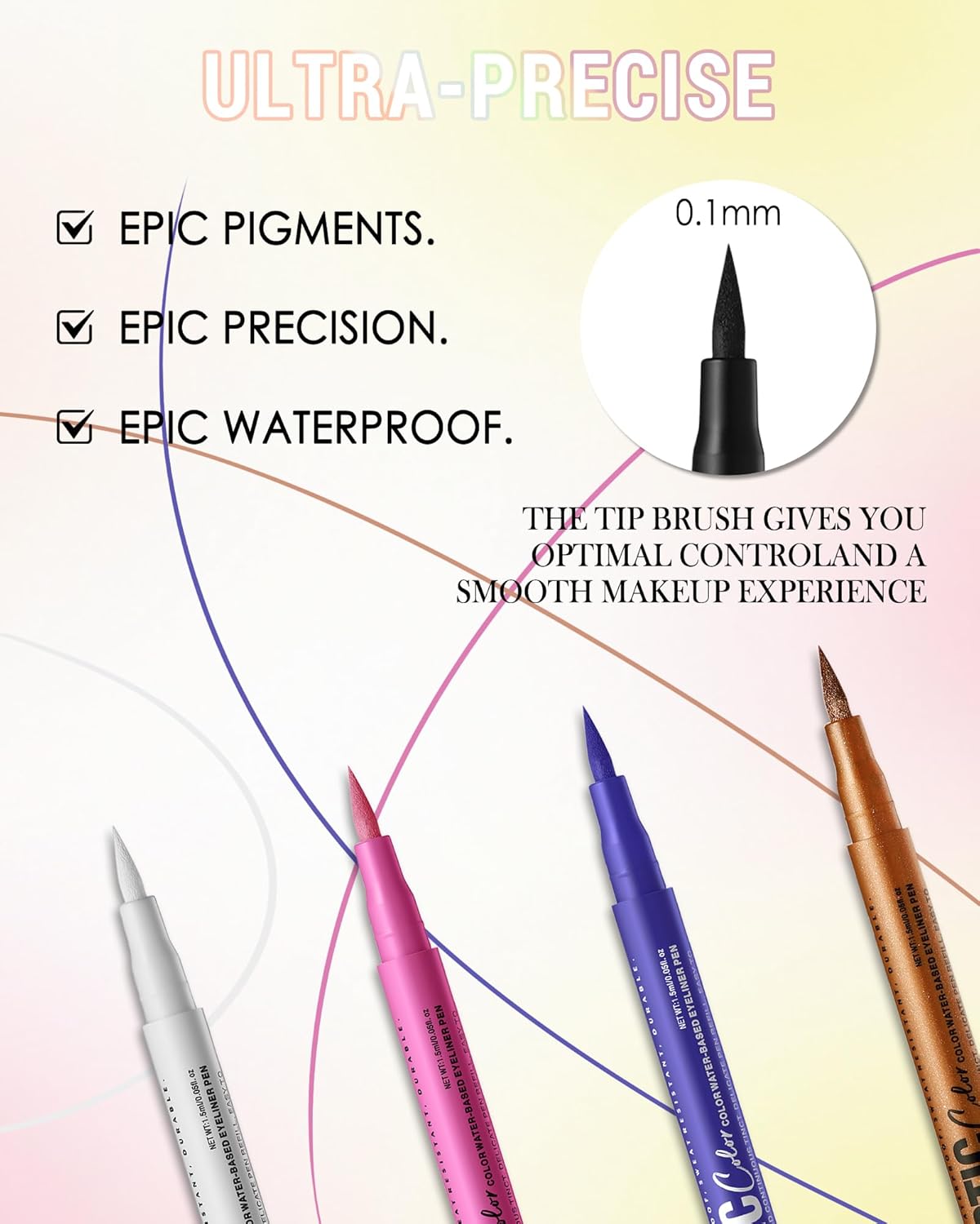 Purple Matte Liquid Eyeliner Pencil, Colorful High Pigmented Waterline Eye liner Waterproof Pen, Bright Colored Smudgeproof Long Lasting Eyeliner Pen Christmas Party Festival Makeup Gift for Women-07