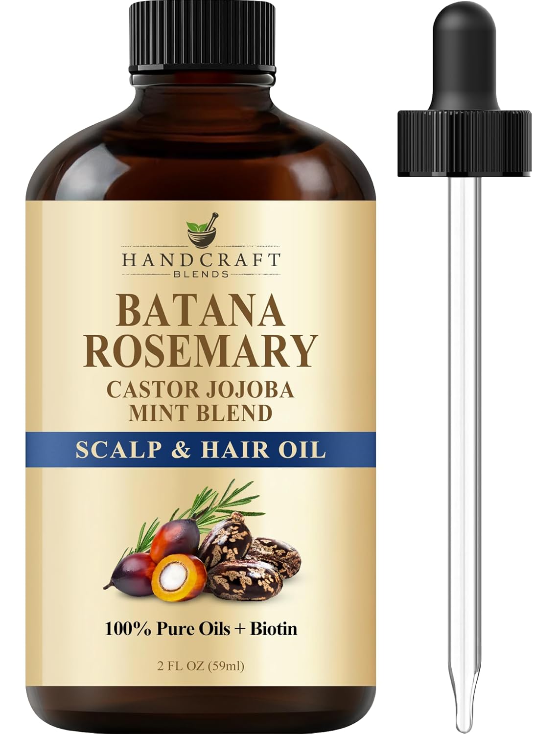 Batana & Rosemary Hair Growth Oil 2oz – Scalp Treatment & Strengthening for Growth & Loss, Thinning, Dry Scalp, Split Ends – Natural Hair Oil for Women & Men – Intensive Repair & Nourishing Formula