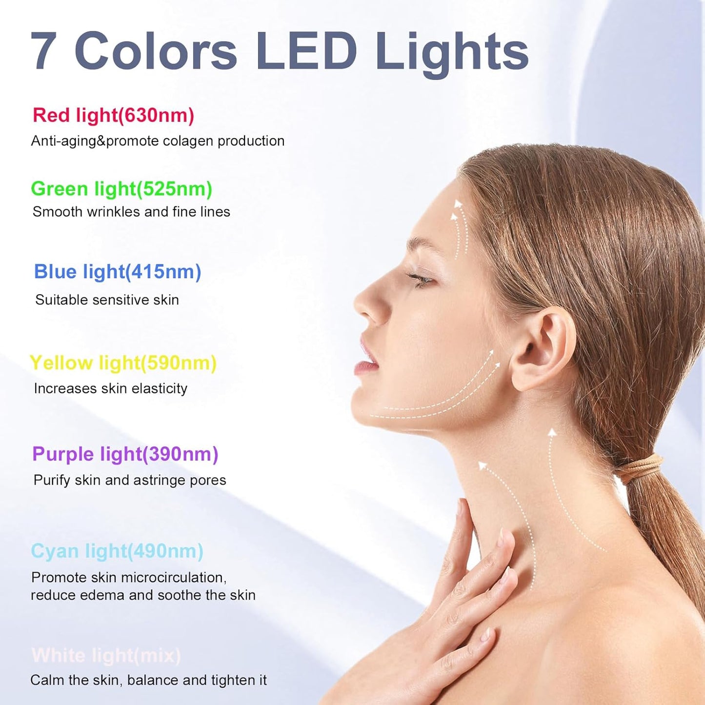 Facial Massager,7 Color LED Light Therapy for Face and Neck,Portable Beauty Skin Care Tools
