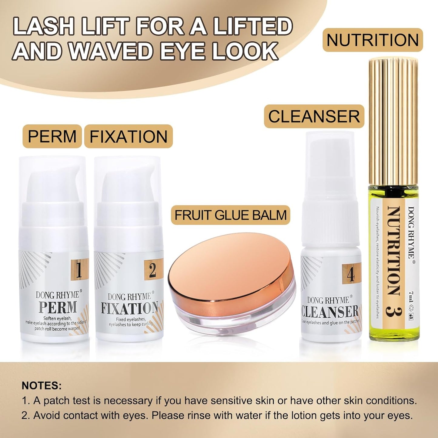 Lash Lift Kit, DONG RHYME Lash Perm Kit with Glue Balm, Professional Lash Curling Kit, Semi-Permanent Eyelash Lifting Curling Perming Wave, Brow Lamination Eyelash Perm Kit DIY at Home