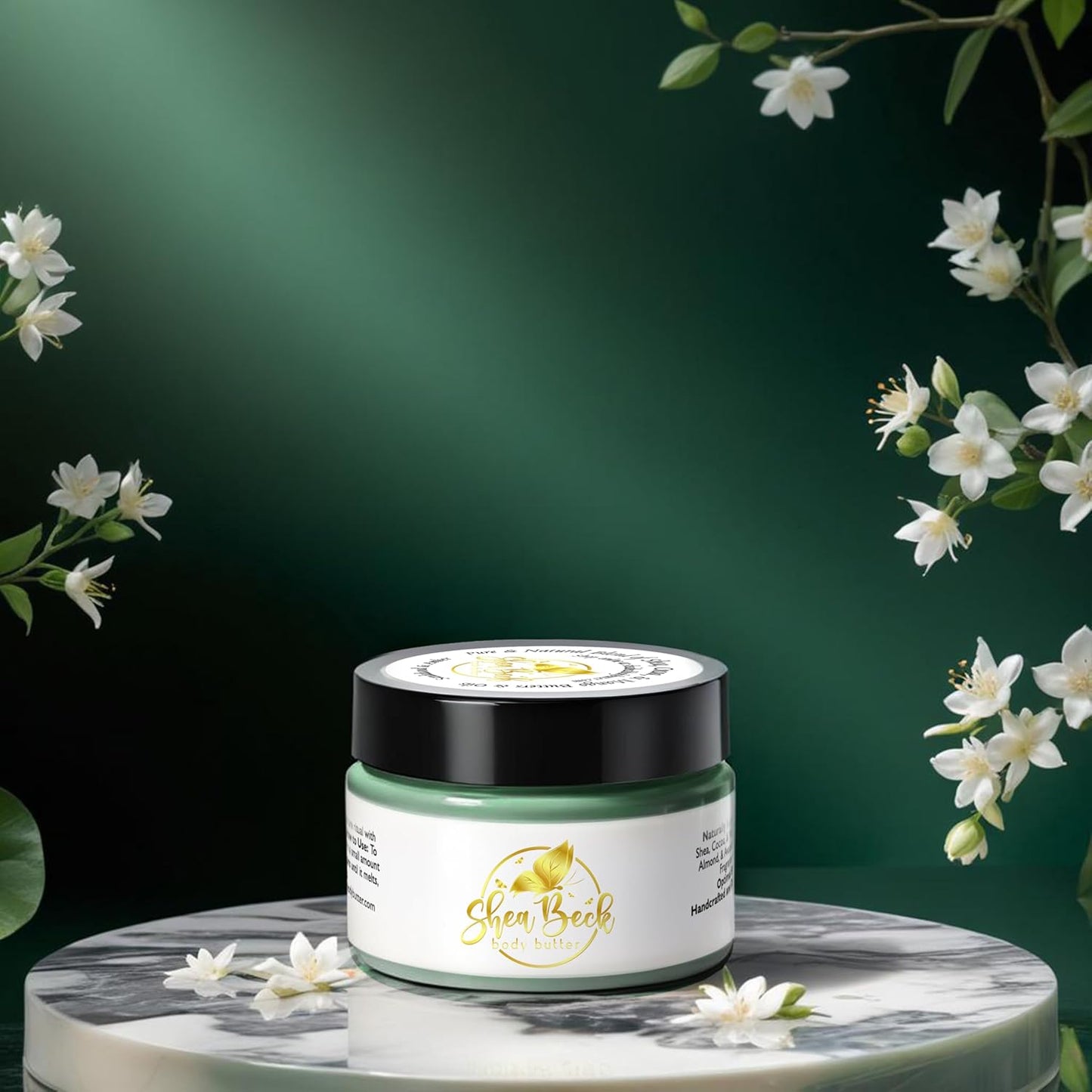 All-Natural Body Butter Blend: Shea, Cocoa & Mango for Radiant Skin and Beard (8 Oz, Jasmine)