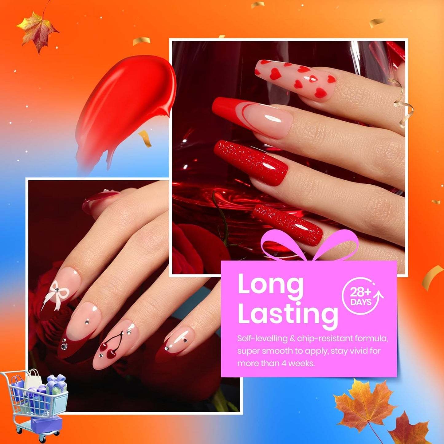 Beetles Fall Gel Nail Polish Set - Nude Brown Burgundy Red Natural 6 Colors Skin Tones Gel Nail Polish Soak off Nail Uv Lamp Manicure Caramel Collection Gifts for Women