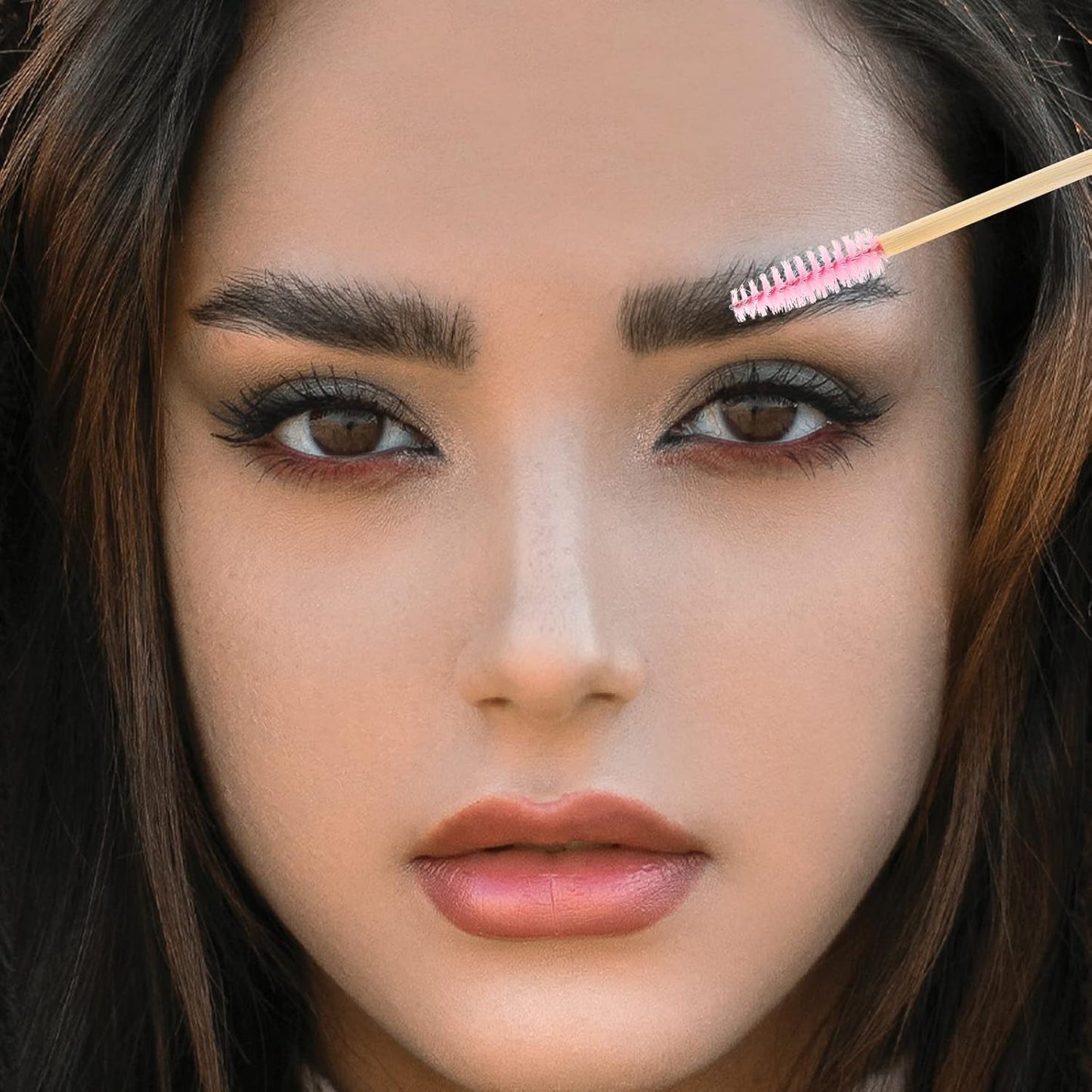 Tbestmax 150 Disposable Mascara Wands Eyelash Brush Spoolies for Eye Lash Extension Eyebrow Bamboo Stick Pink