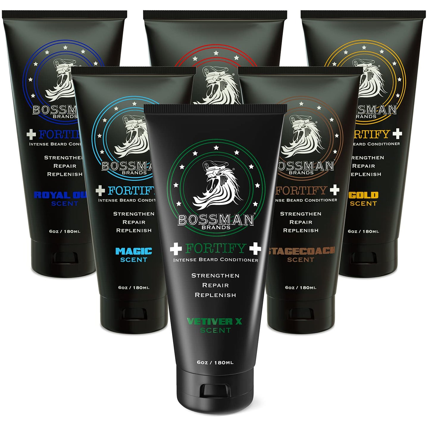 Bossman Beard Conditioner Variety Pack - Softener and Moisturizer Beard Grooming Care Kit for Men - Beard Cream and Lotion - Made in USA - 6 Scents