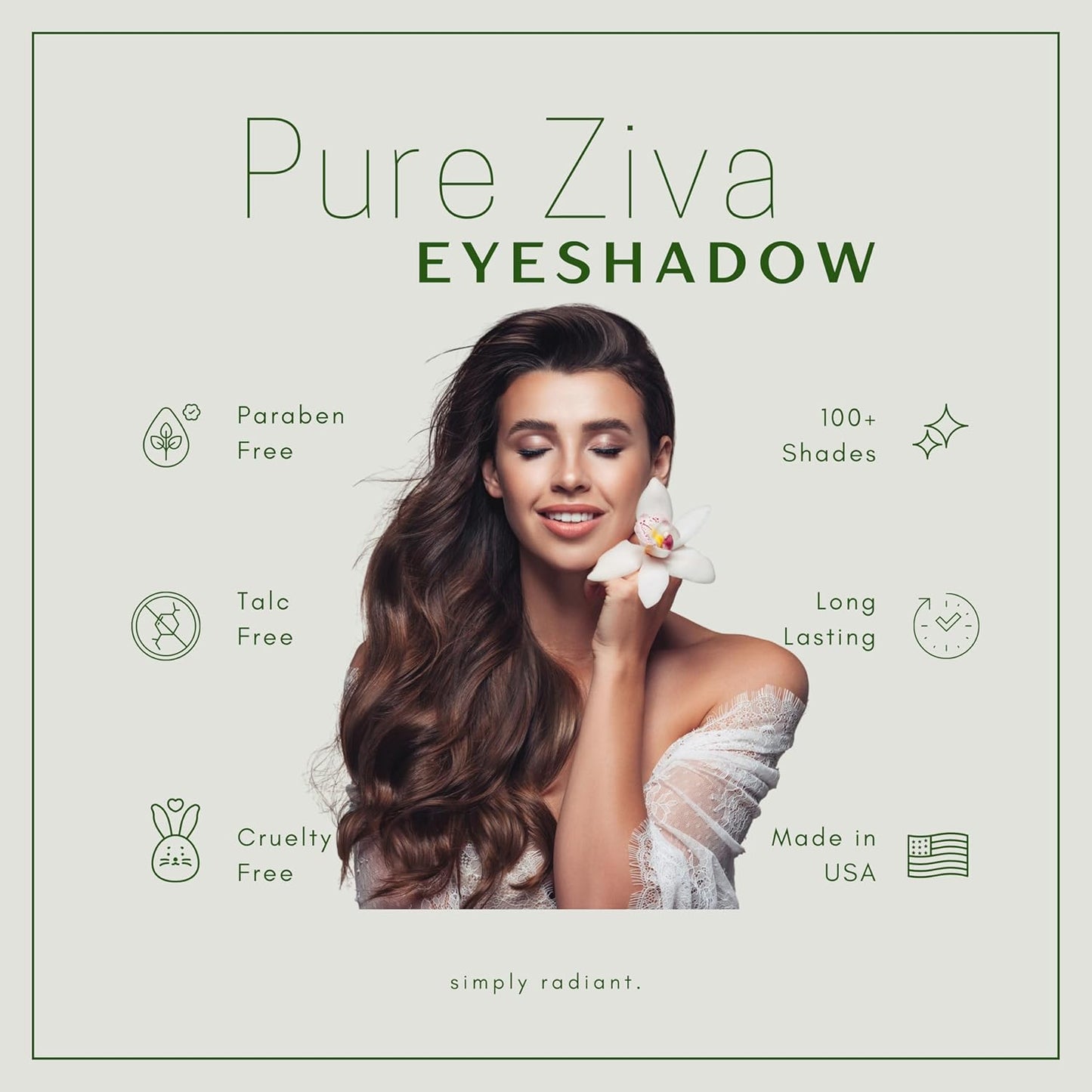 Matte Black, Medium Brown and Off White Vegan Eyeshadow Trio Palette; Talc, Paraben & Cruelty Free