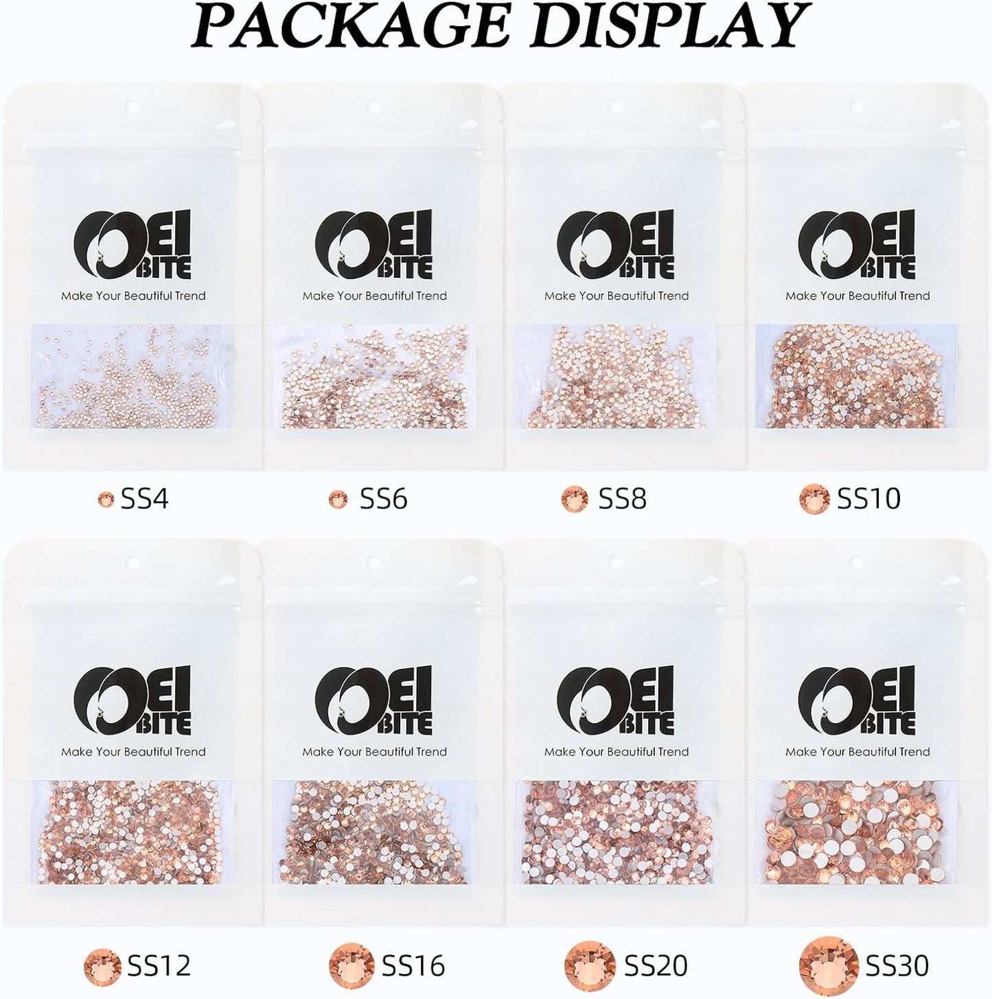 Champagne Flatback Rhinestones, Glass Rhinestones for Nail Art and Craft, Glue Fix, Loose Crystal Gemstones(Champagne, SS16, 1440pcs, 3.8-4.0mm)