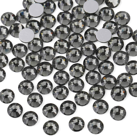 Beadsland 2880pcs Flat Back Crystal Rhinestones Round Gems for Nail Art and Craft Glue Fix,Black Diamond,SS4,1.5-1.7mm