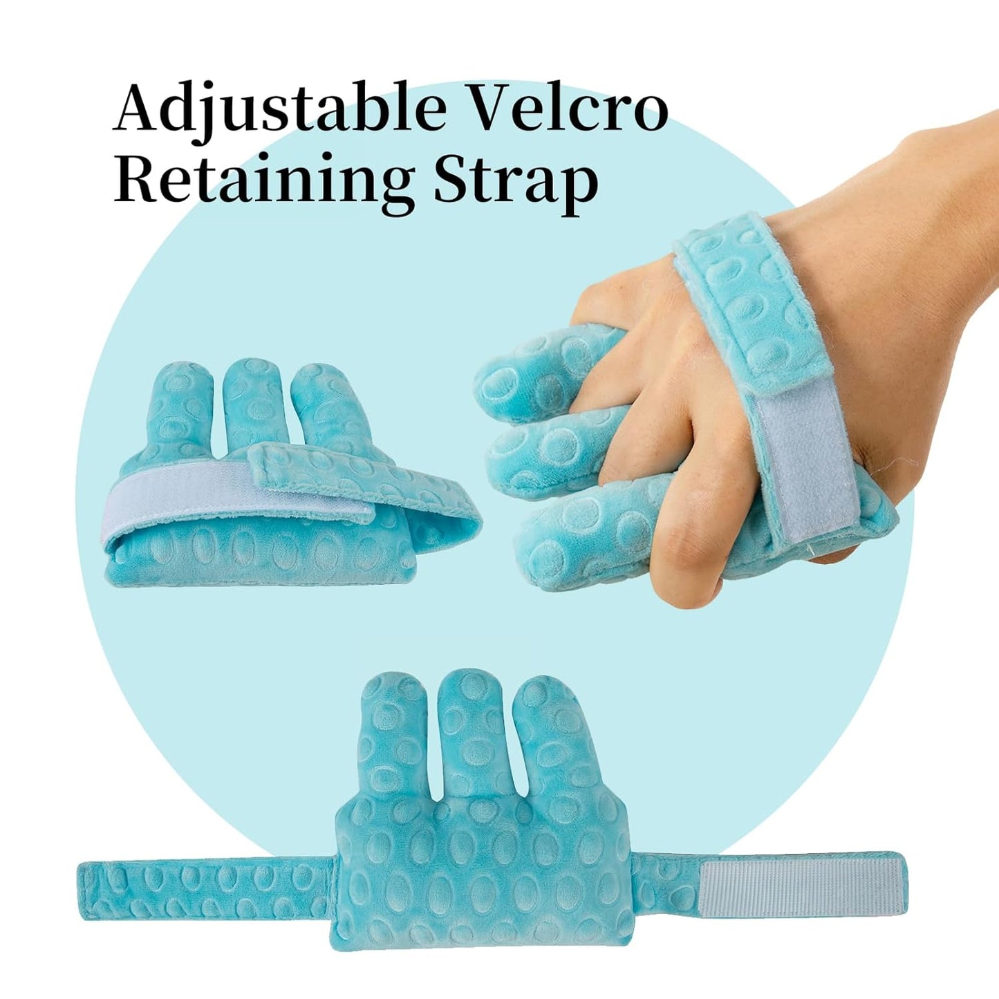 Adjustable Removable Finger Separator Protector Hand Contracture Cushion Padding Pillow Prevention Aid Training Tool With Fingers Hands Splints (Blue)