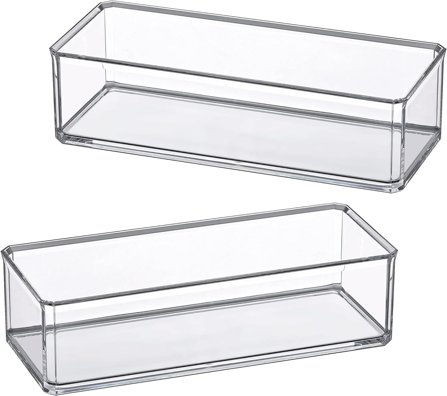 Amazing Abby - Glamour - 2-Pack Acrylic 1-Compartment Makeup Organizer, Transparent Plastic Lipstick Holder, Perfect Bathroom Vanity Storage Solution for Lipsticks, Nail Polishes, and More