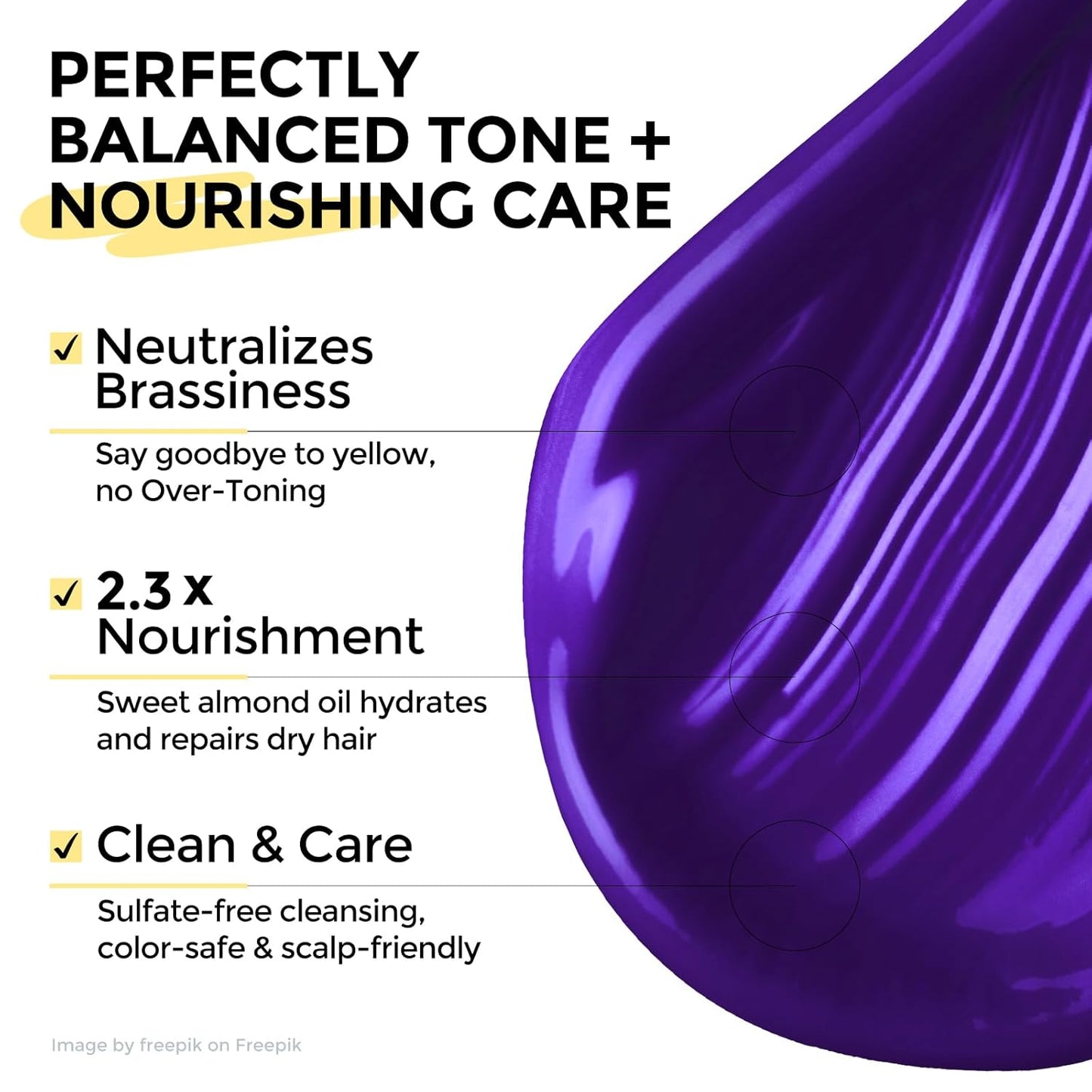 Bye Bye Yellow Purple Shampoo, Neutralizes Brass & Yellow Tones, Sulfate Free, For Color Treated, Blonde, Bleached, Highlighted Brown or Silver Hair, 11. 83 Fl Oz