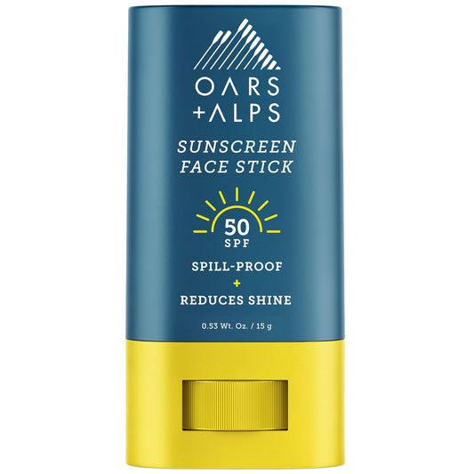 Oars + Alps Matte Face Sunscreen Stick, SPF 50 Travel Sunscreen Roll On for Face & Body, Fragrance Free, Water & Sweat Resistant Sunblock, All Skin Types, Dermatologist Tested, Moisturizing