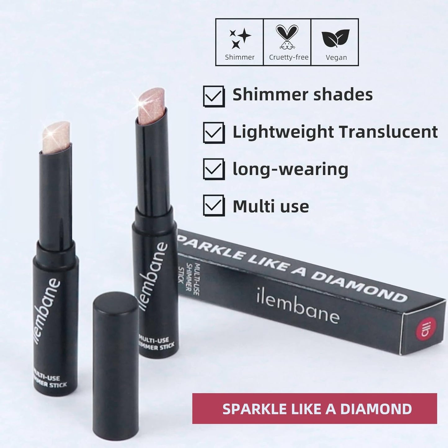 Shimmer Eyeshadow Stick Creamy Highlighter for Eyes, Lips Cheeks Long Lasting, Moisturizing, Multi Use High Pigment Glow for Day Night, Micro Pearls, Champagne Undertone Stardust Sparkle