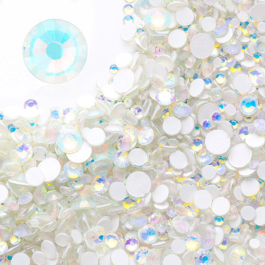 F White Flatback Rhinestones, Glass Rhinestones for Nail Art and Craft, Glue Fix, Loose Crystal Gemstones(F White, SS8, 1440pcs, 2.3-2.5mm)