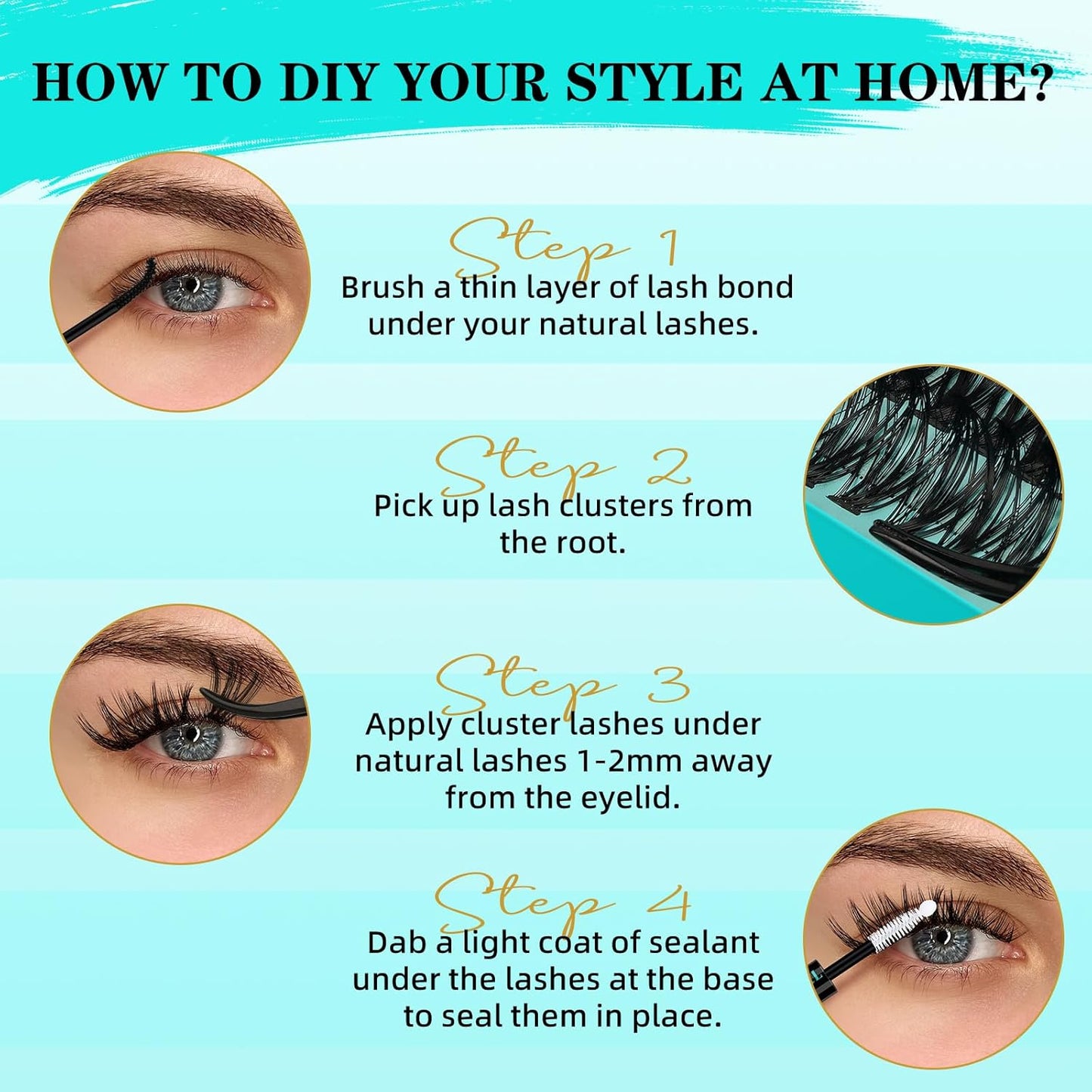 Lash Extension Kit 240Pcs 40D Individual Lashes Clusters Kit,Lash Bond And Seal for Eyelashes Extensions,Lash Applicator Tool For False Eyelash Cluster Kit(40D,D-Mix9-16mm)