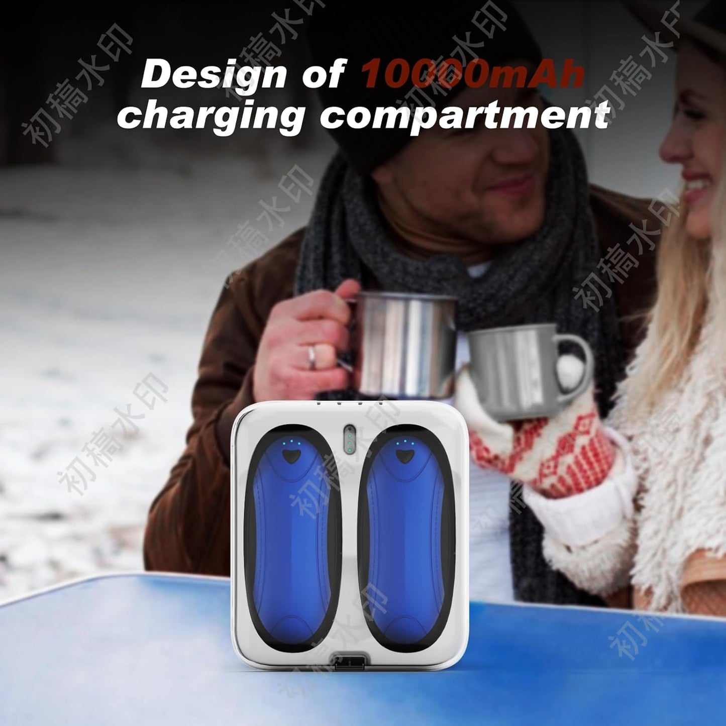 Hand Warmers 2 Pack with 10000mAh Charging Box,Portable Pocket Heater,24Hrs Long Safe Heat,Outdoor, Travel, Golf, Hunting, Camping,Gifts for Men Women