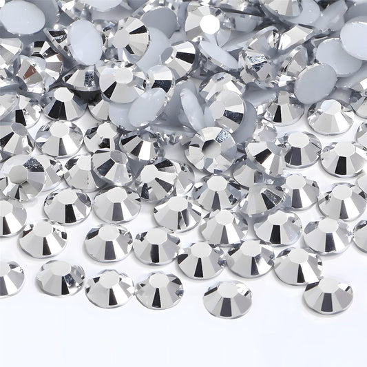 Flatback Rhinestones Round Gems for Nails Art and Crafts 1250Pcs SS20 5mm Glitter Crystals Stone DIY Bags Clothes Shoes (Silver)