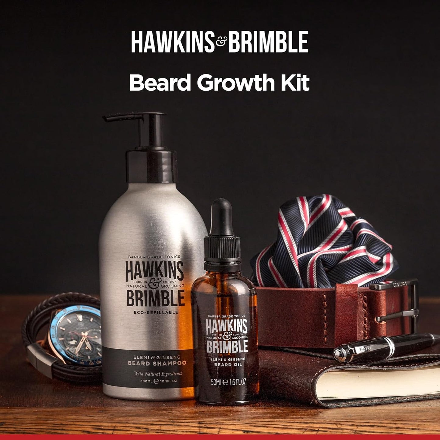 Hawkins & Brimble Beard Oil For Men Growth - Sandalwood Scent with Argan & Castor Oils, Shea Butter | Softens & Moisturizes, Promotes Healthy Beard Growth, 50ml