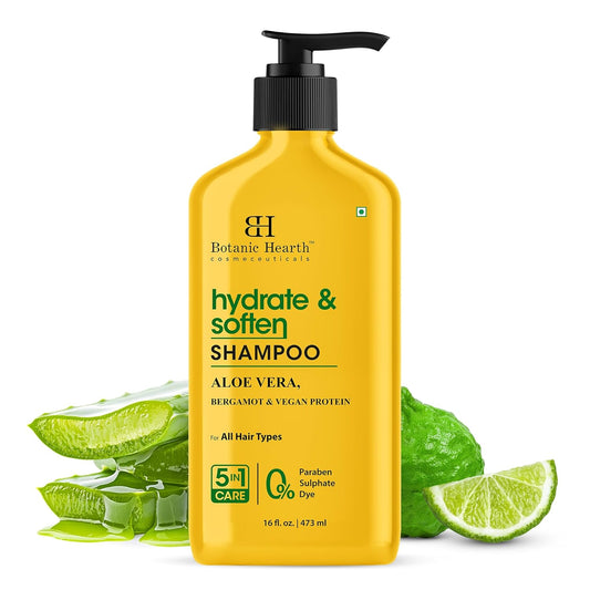 Botanic Hearth Aloe Vera Shampoo Infused With Bergamot & Vegan Protein | Clarifying Shampoo To Hydrate, Soften & Strengthen Hair | Paraben & Sulfate Free | For All Hair Types, 16 Fl Oz