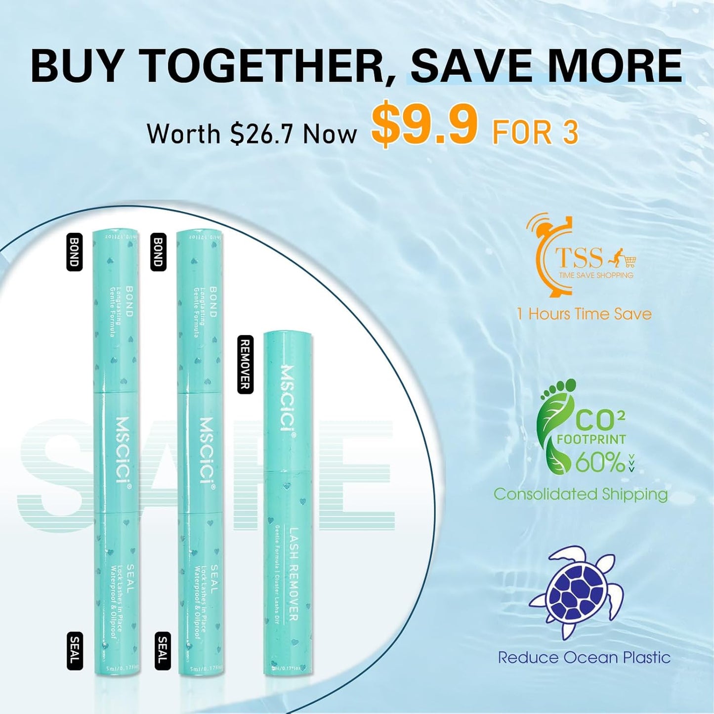 Lash Glue Kit (2 Black Glue 1 Remover) 150Hours Waterproof Bond & Seal Adhesive for Cluster Strip & Individual Lashes, Hypoallergenic Gentle Formula for Sensitive Eyes, Easy to Remove