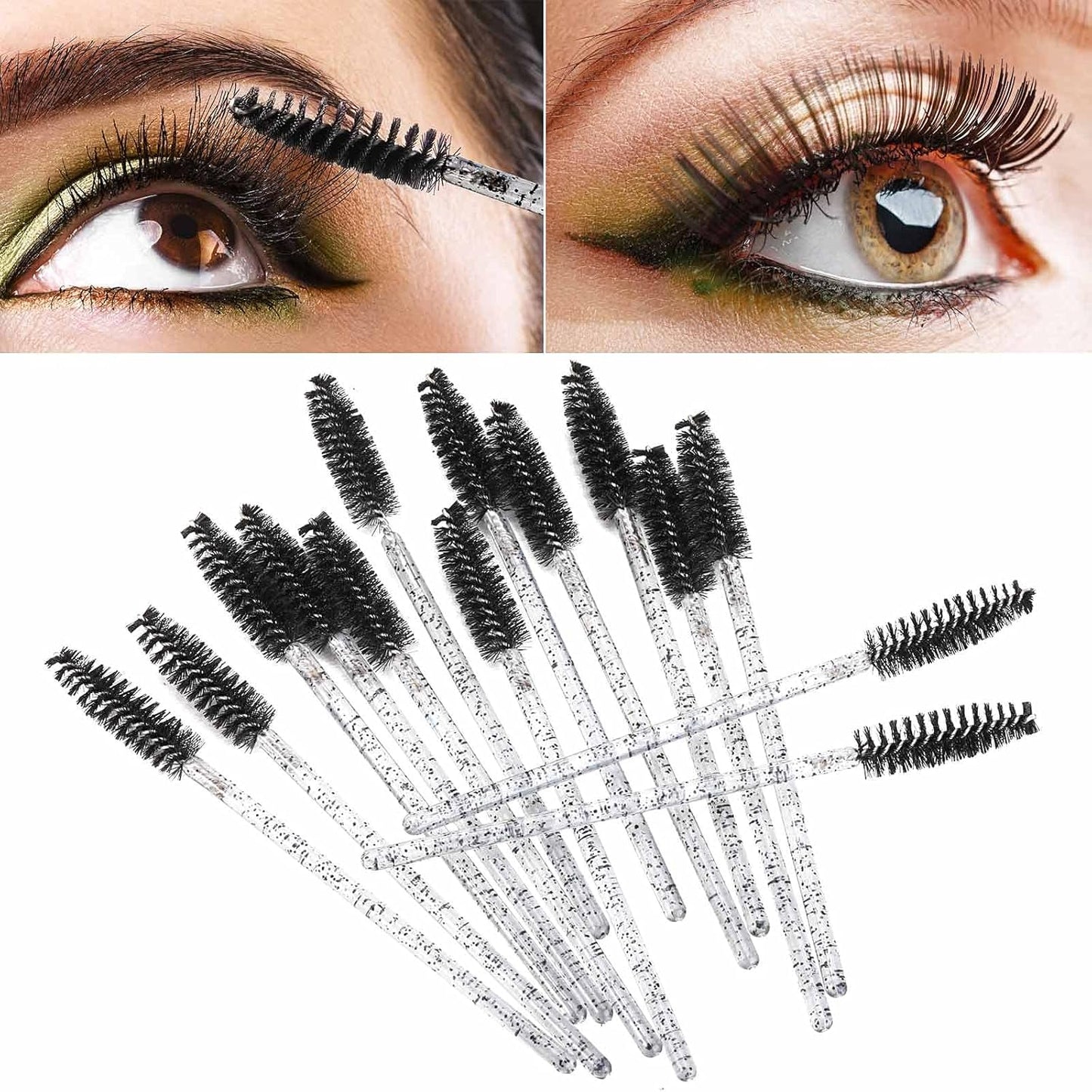 Tbestmax 500 Disposable Mascara Wands Eyelash Brush Spoolies for Eyebrow Eye Lash Extension Black