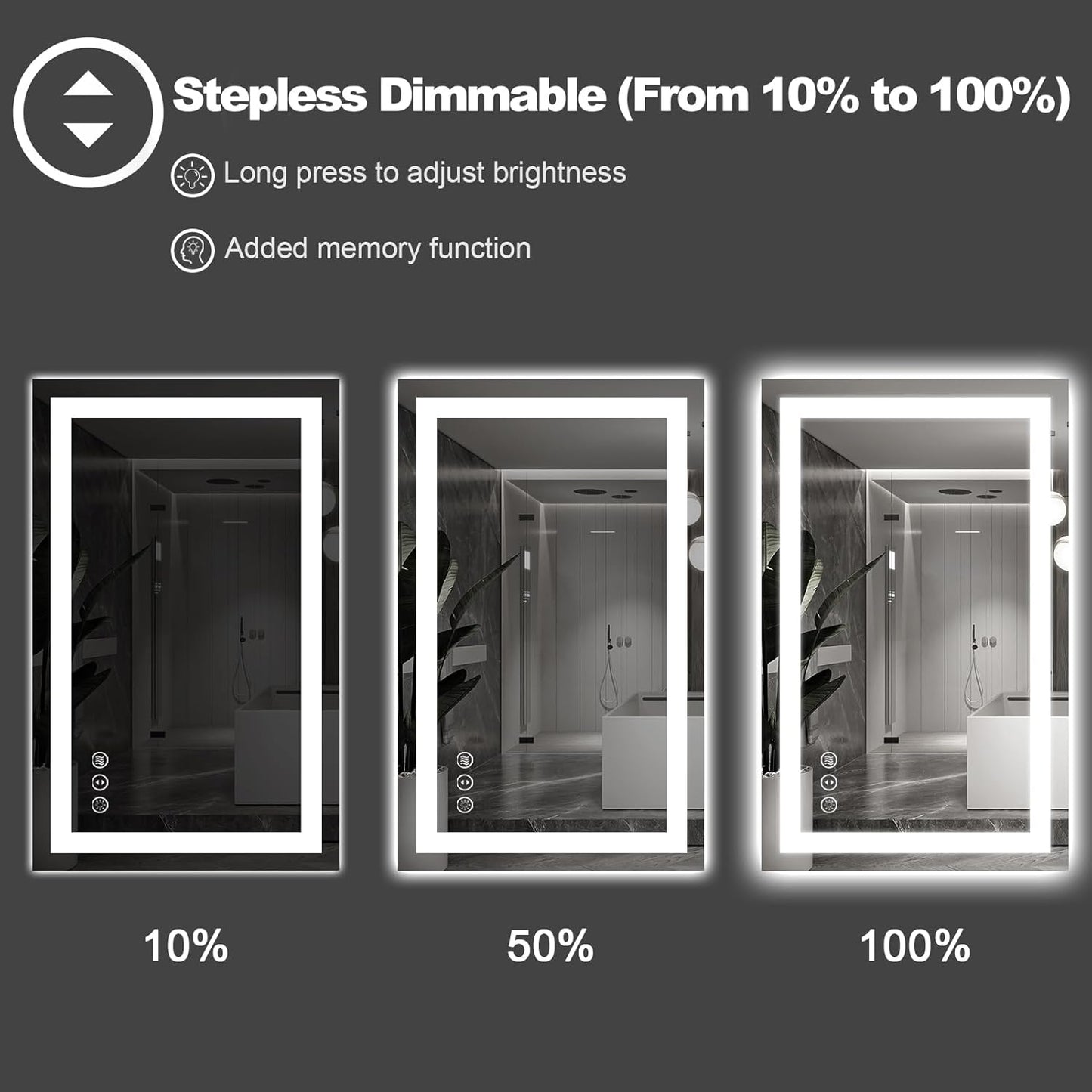 Amorho LED Bathroom Mirror 28"x 36" with Front and Backlight, Stepless Dimmable Wall Mirrors with Anti-Fog, Shatter-Proof, Memory, 3 Colors, Double LED Vanity Mirror (Horizontal/Vertical)