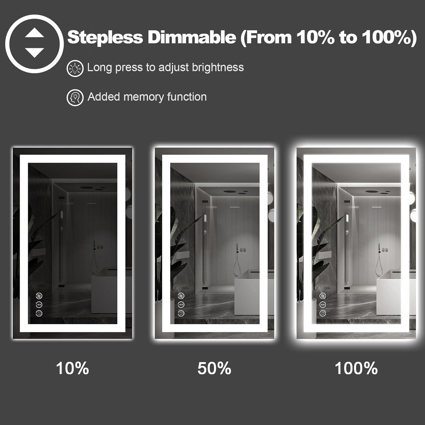 Amorho LED Bathroom Mirror 55''X36'' with Front and Backlight, Large Dimmable Wall Mirrors with Anti-Fog, Shatter-Proof, Memory, 3 Colors, Double LED Vanity Mirror