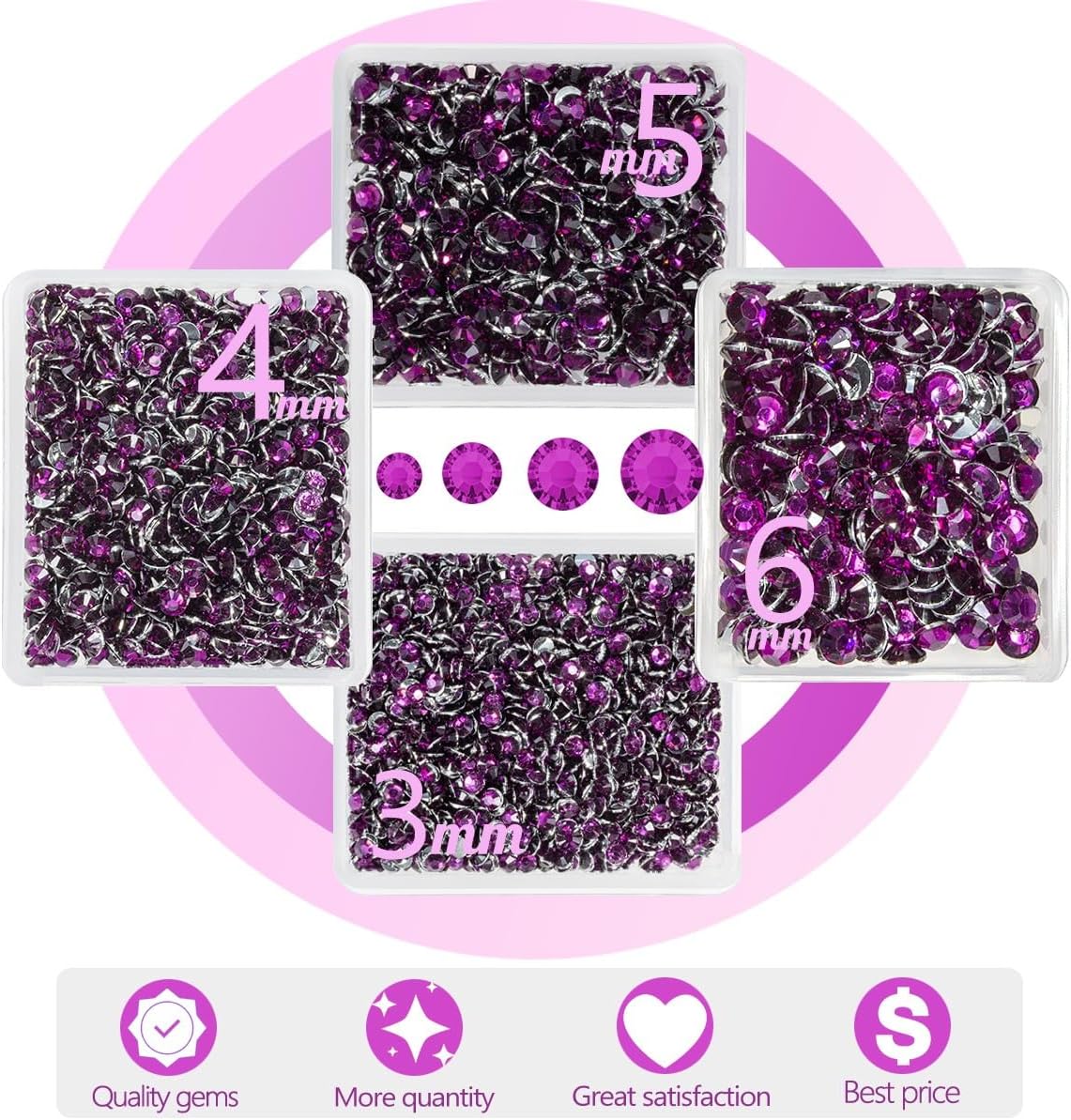 Grape Purple Crystal Resin Rhinestones w B7000 Jewelry Glue for Bedazzling Crafting Flatback Stones 3mm 4mm 5mm 6mm Diamonds Crystals Gems Charms for Nails Face Eyes Makeup Tumblers DIY Crafts