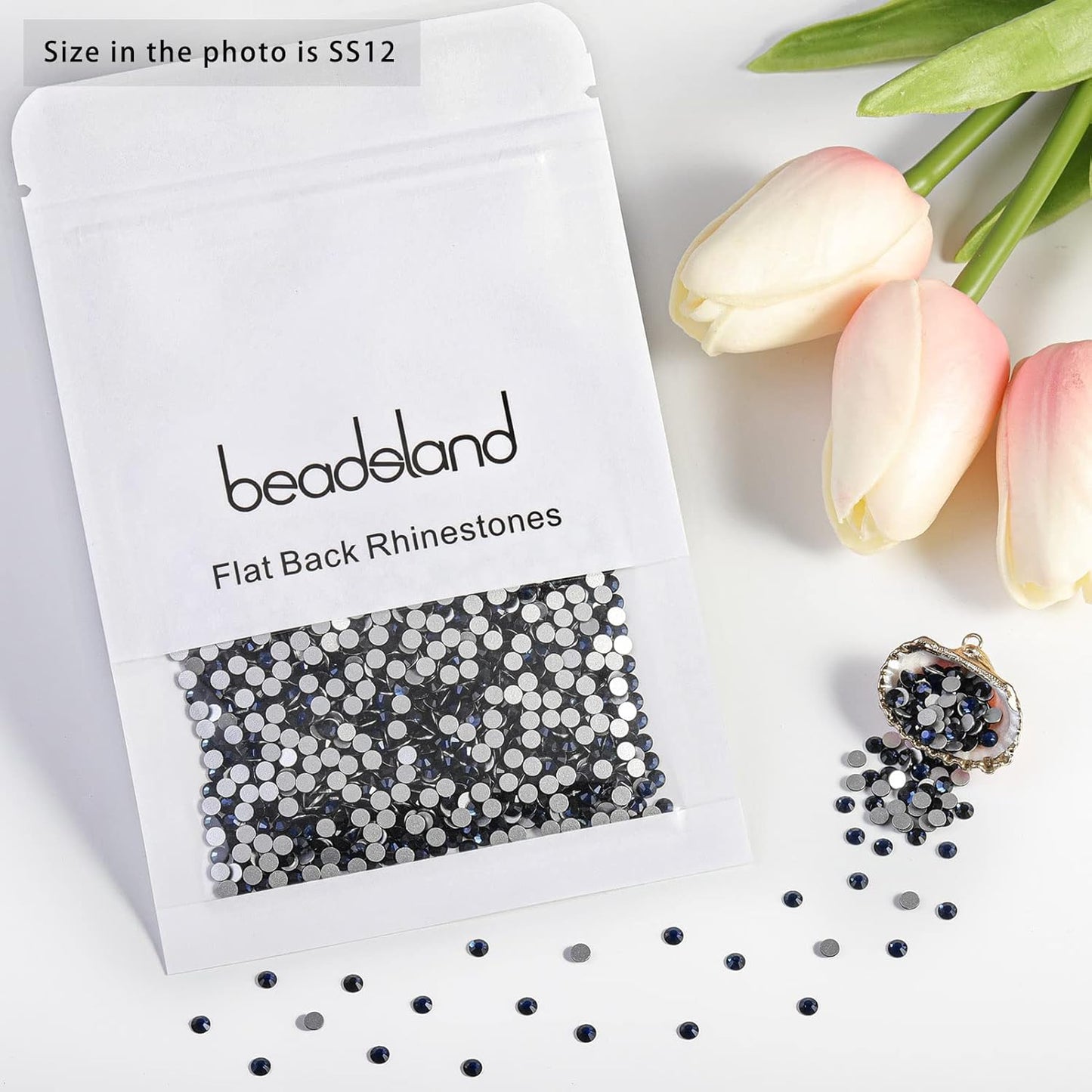 beadsland Flat Back Crystal Rhinestones Round Gems for Nail Art and Craft Glue Fix, Montana(2.9-3.0mm) SS12/1440pcs