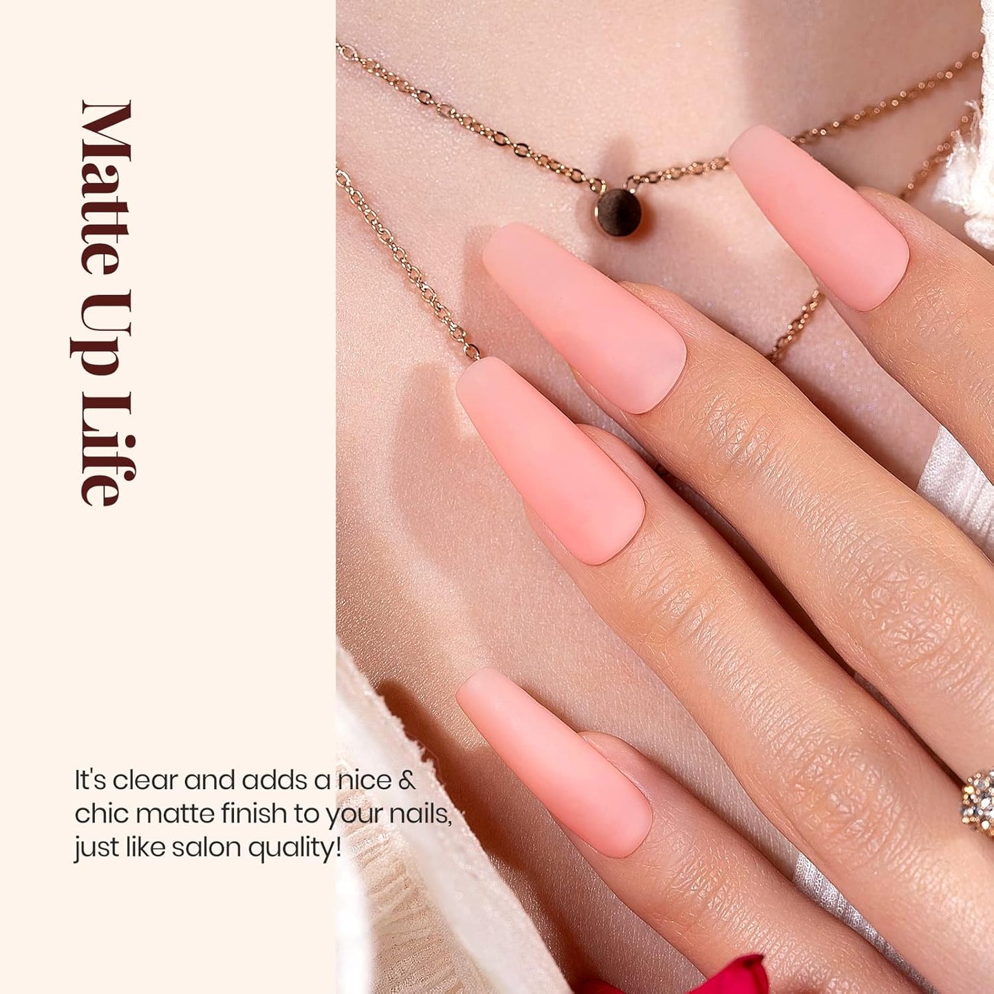 Beetles Matte Gel Top Coat for Gel Nail Polish, 7.5ML Chrome Proof Matte Top Coat No Wipe Powder-Resist Matte Finish for Detail Chrome Nail Powder Painting Long Lasting UV Nail Art