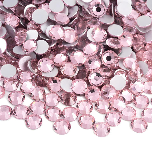 Flatback Rhinestones Round Gems for Nails Art and Crafts 1250Pcs SS20 5mm Glitter Crystals Stone DIY Bags Clothes Shoes (Light Pink)