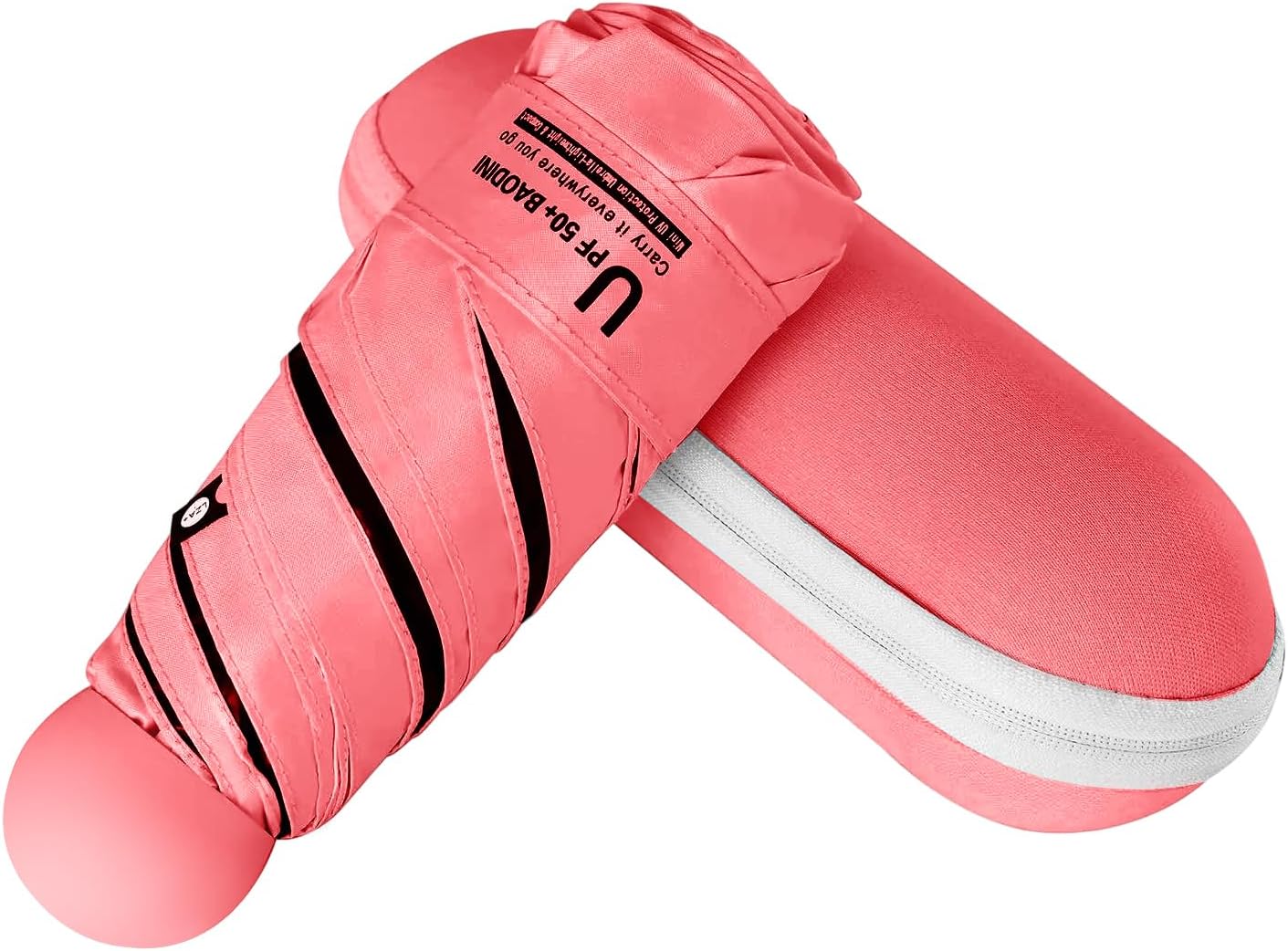 BAODINI Travel Essentials Mini Umbrella for Purse With Case Small Compact UV Sun Protection Lightweight Tiny Pocket Manual Open Close Umbrella for Women Kids and Men Fit Purse Backpack