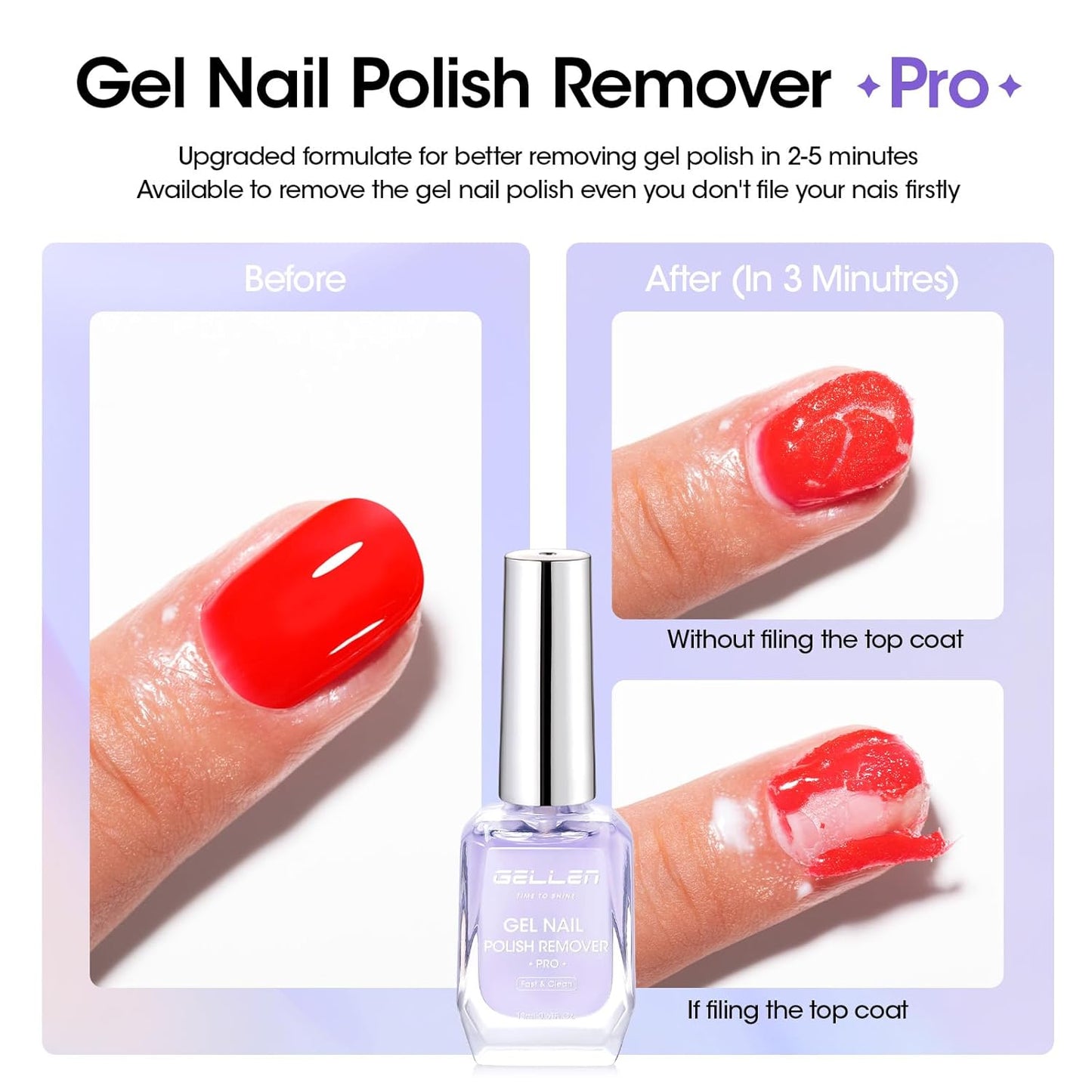 Gellen Gel Remover for Nails - Pro, Gel Polish Remover with Peelable Liquid Latex for Nails, Gel Nail Remover Kit Fast Nail Gel Removal in 2-5 Minutes Professional No Soaking or Wrapping