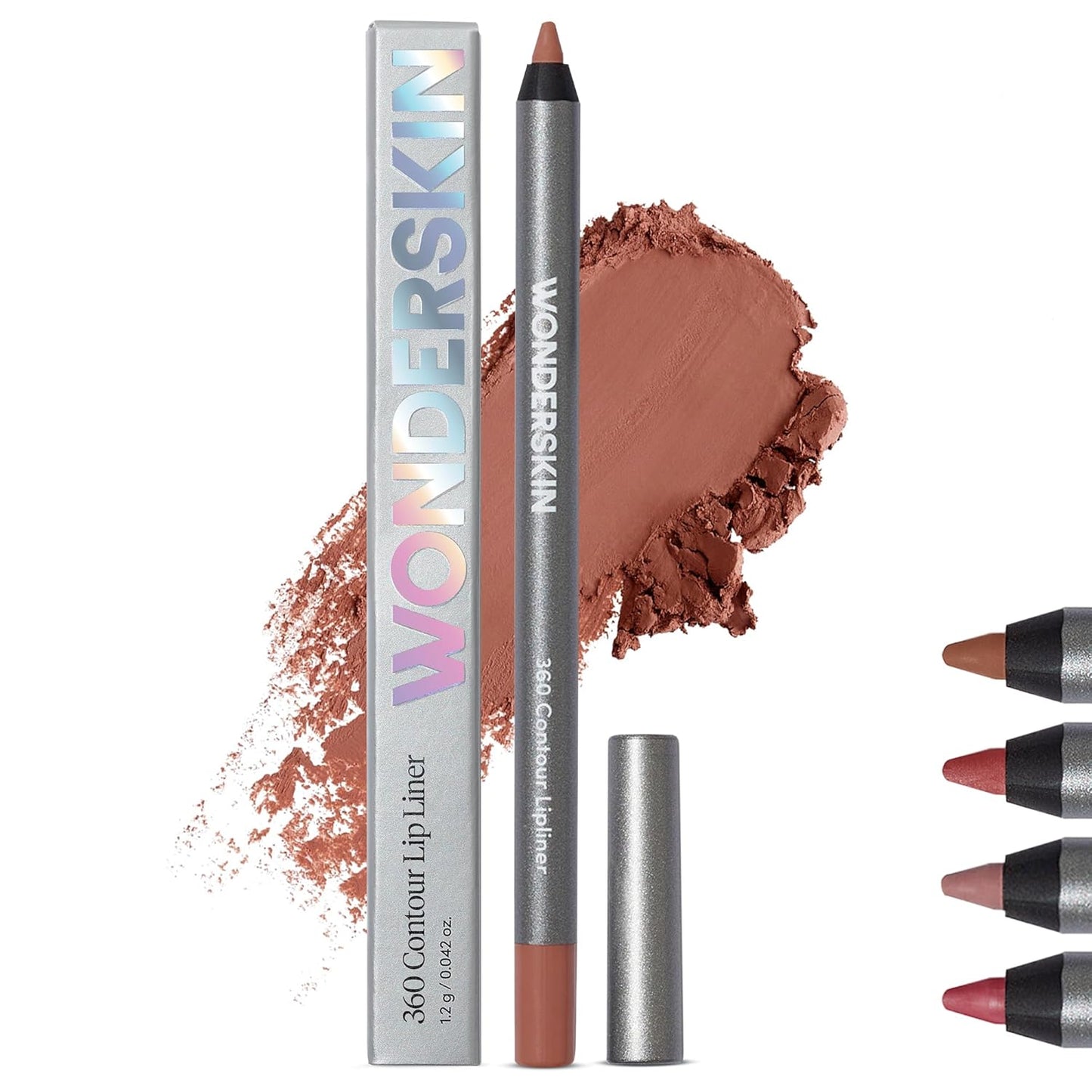Wonderskin Lip Liner Pencil - 360 Contour Lipliner, Long Lasting, Sharpenable, Waterproof and Transfer-Proof Brown Lip Liner Pencil (Saddle)